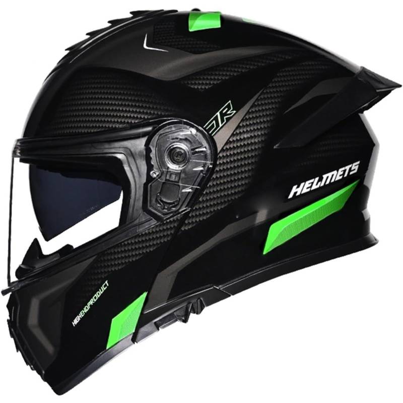 BYFHHHH Motorradhelm, ECE-Geprüfter Motorrad-Klapphelm, Integralhelm, Modularhelm Mit Doppelvisier, Integralhelm Für Erwachsene, Männer, Frauen E,M=57~58CM von BYFHHHH