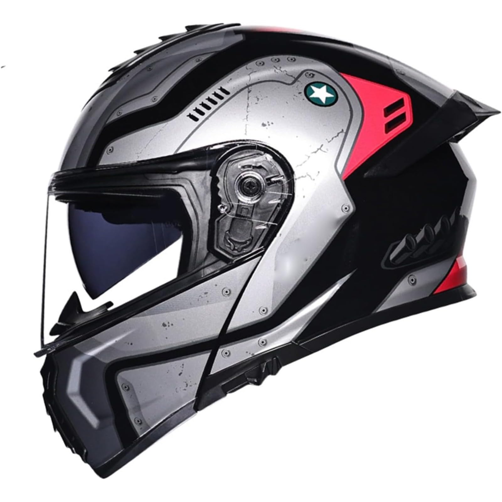 BYFHHHH Motorradhelm, ECE-Geprüfter Motorrad-Klapphelm, Integralhelm, Modularhelm Mit Doppelvisier, Integralhelm Für Erwachsene, Männer, Frauen F,M=57~58CM von BYFHHHH