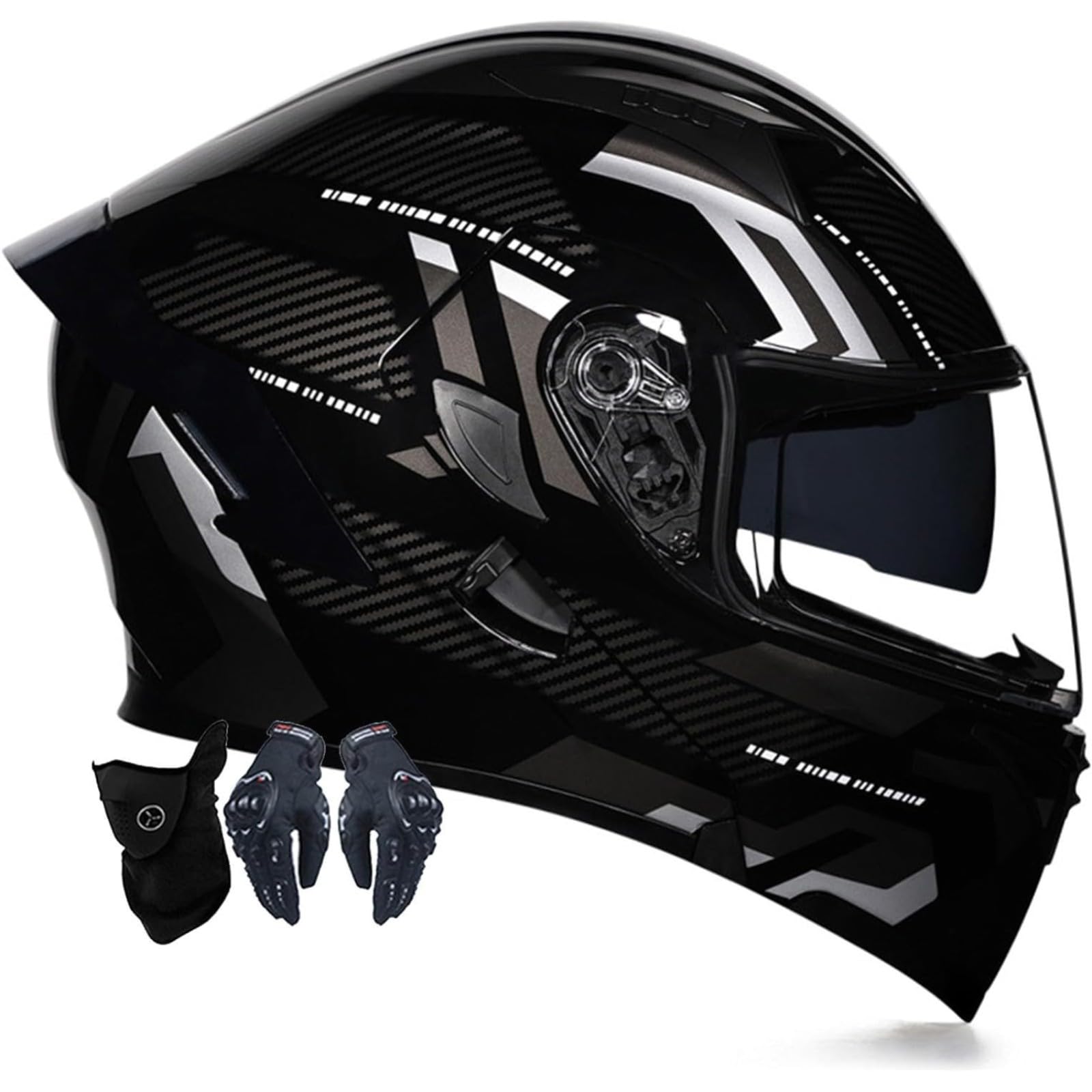 BYFHHHH Motorradhelm, ECE-Geprüfter Motorrad-Klapphelm Für Männer Und Frauen, Integralhelm Für Motorradrennen, Moped-Straßenrennen-Motocross-Helm D,XL=61~62CM von BYFHHHH