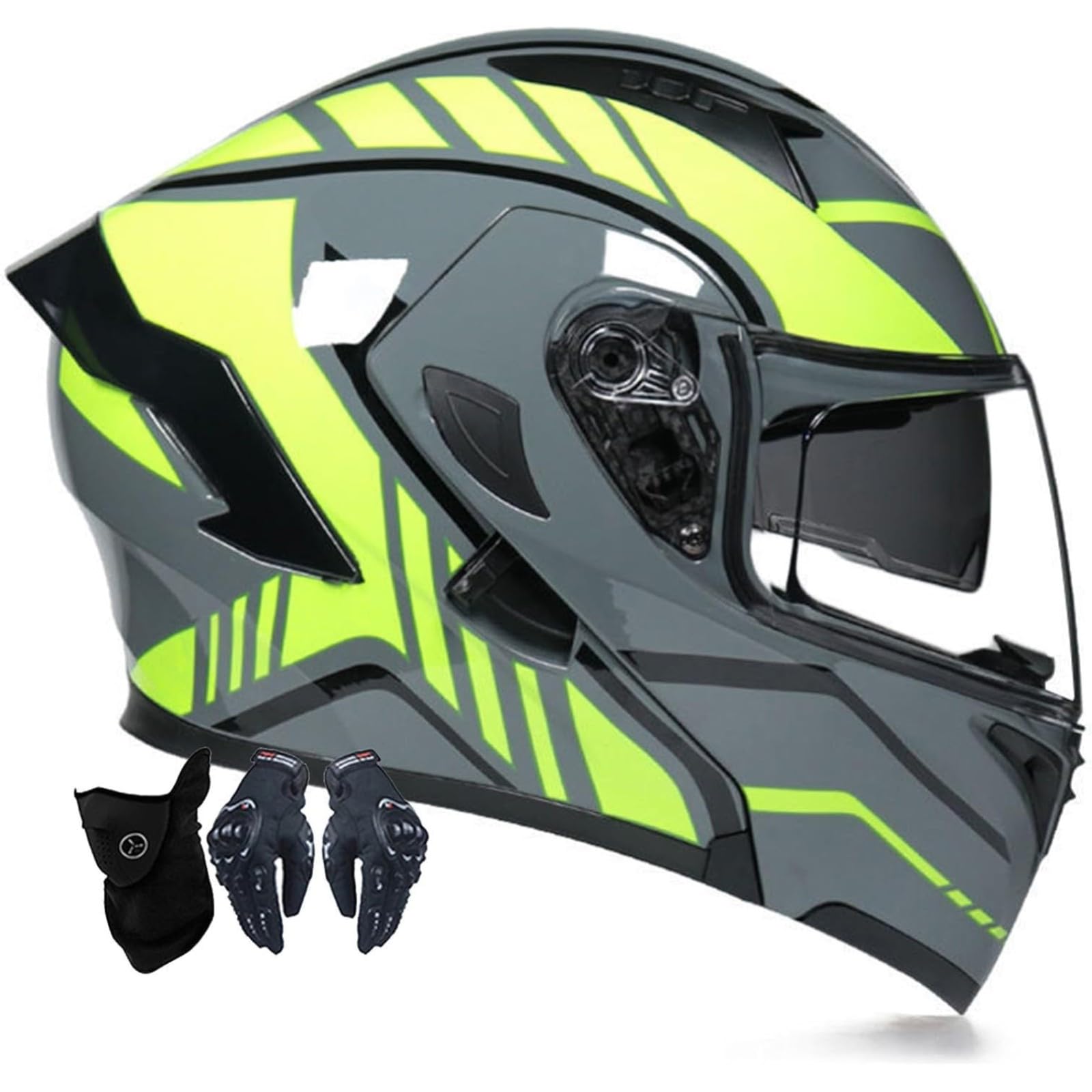 BYFHHHH Motorradhelm, ECE-Geprüfter Motorrad-Klapphelm Für Männer Und Frauen, Integralhelm Für Motorradrennen, Moped-Straßenrennen-Motocross-Helm E,M=57~58CM von BYFHHHH