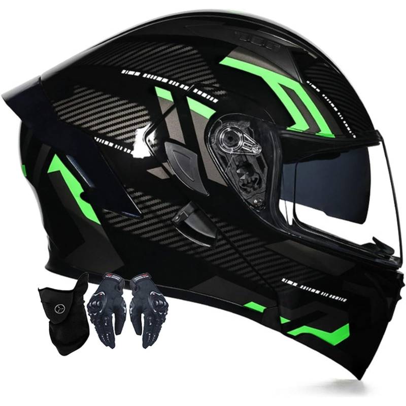 BYFHHHH Motorradhelm, ECE-Geprüfter Motorrad-Klapphelm Für Männer Und Frauen, Integralhelm Für Motorradrennen, Moped-Straßenrennen-Motocross-Helm F,XL=61~62CM von BYFHHHH