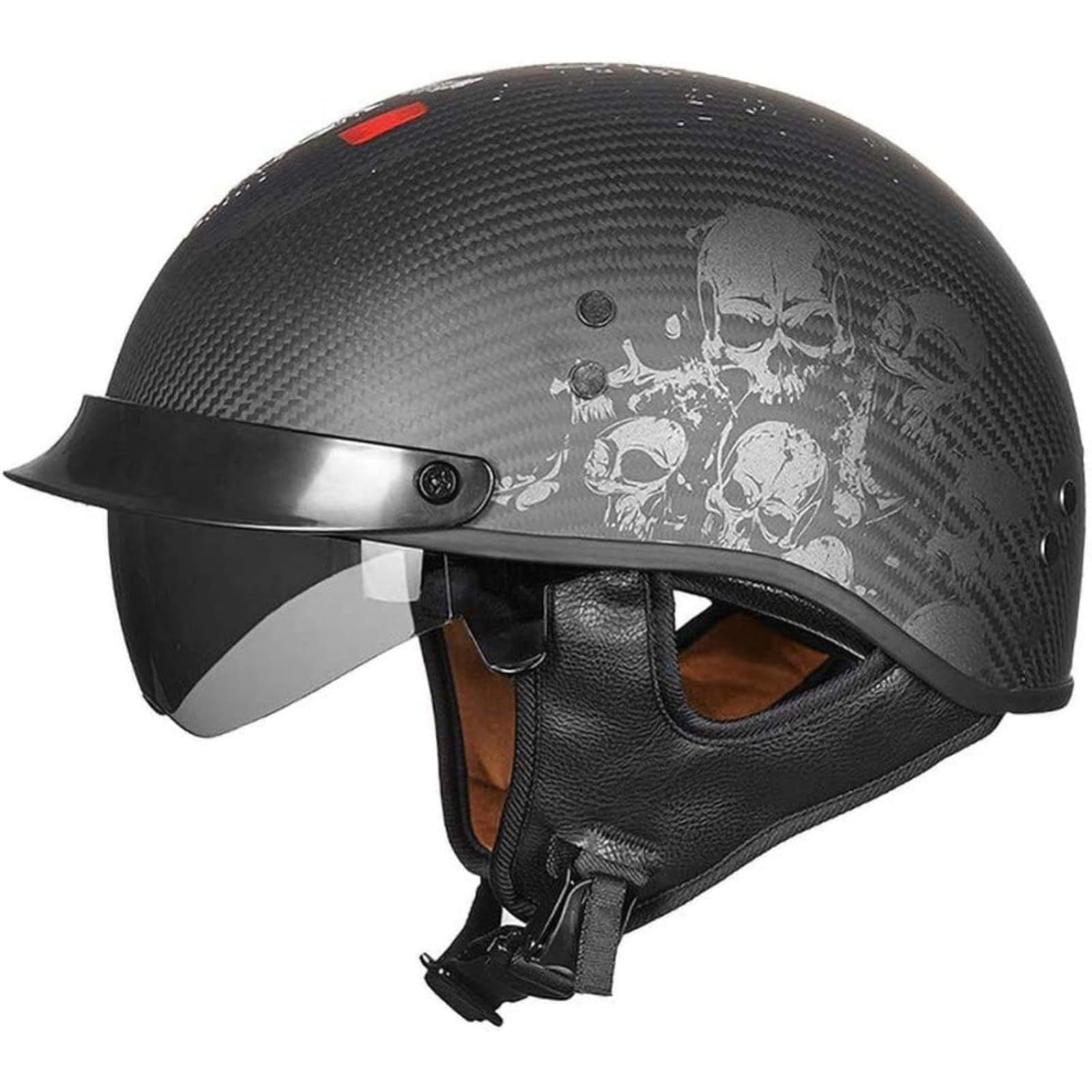 BYFHHHH Motorradhelm, ECE-Zertifizierter Retro-Motorradhelm Aus Carbonfaser, Halbhelm, Cruiser-Scooter-Jethelm, Offener Helm, Unisex C,L=59~60CM von BYFHHHH