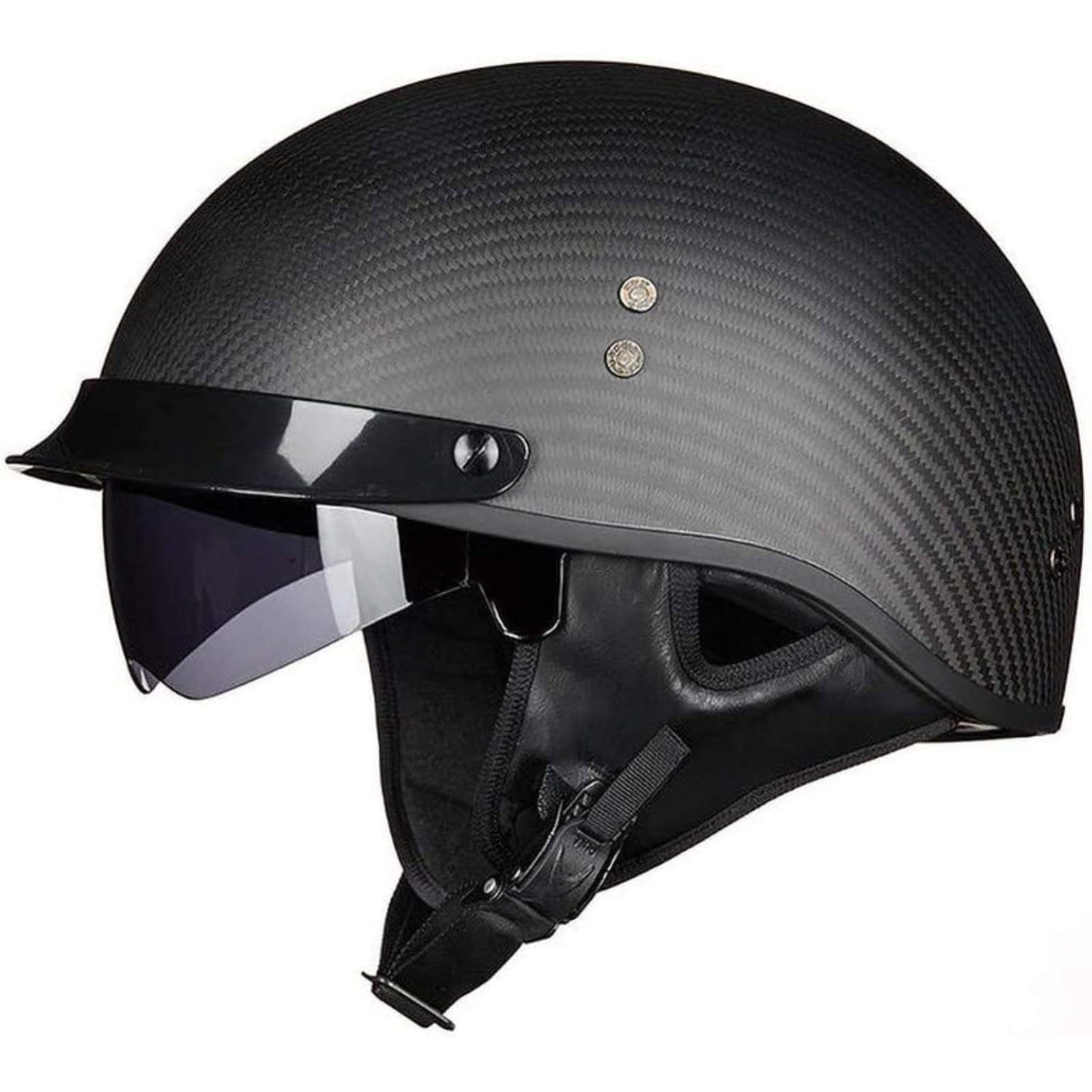 BYFHHHH Motorradhelm, ECE-Zertifizierter Retro-Motorradhelm Aus Carbonfaser, Halbhelm, Cruiser-Scooter-Jethelm, Offener Helm, Unisex D,L=59~60CM von BYFHHHH