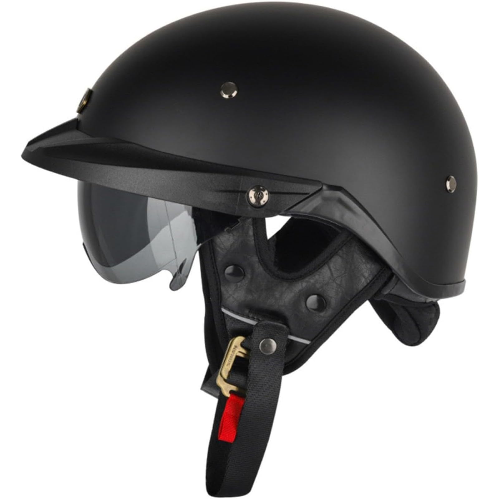 BYFHHHH Motorradhelm Halbschalenhelm, ECE-Geprüfter Retro Motorrad Halbhelm Vintage Motorrad Jethelm Mit Visier Halbschalenhelm Für Cruiser Scooter Chopper C,L=59~60CM von BYFHHHH