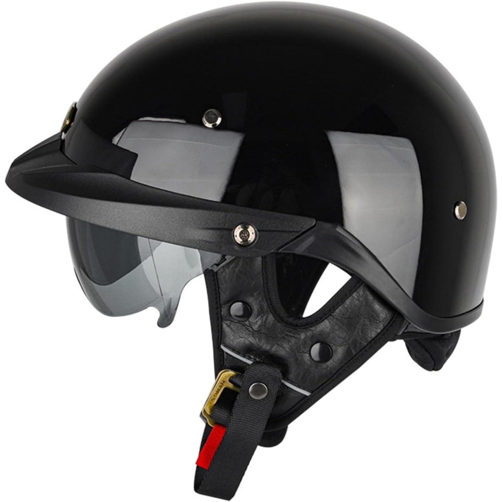 BYFHHHH Motorradhelm Halbschalenhelm, ECE-Geprüfter Retro Motorrad Halbhelm Vintage Motorrad Jethelm Mit Visier Halbschalenhelm Für Cruiser Scooter Chopper G,L=59~60CM von BYFHHHH