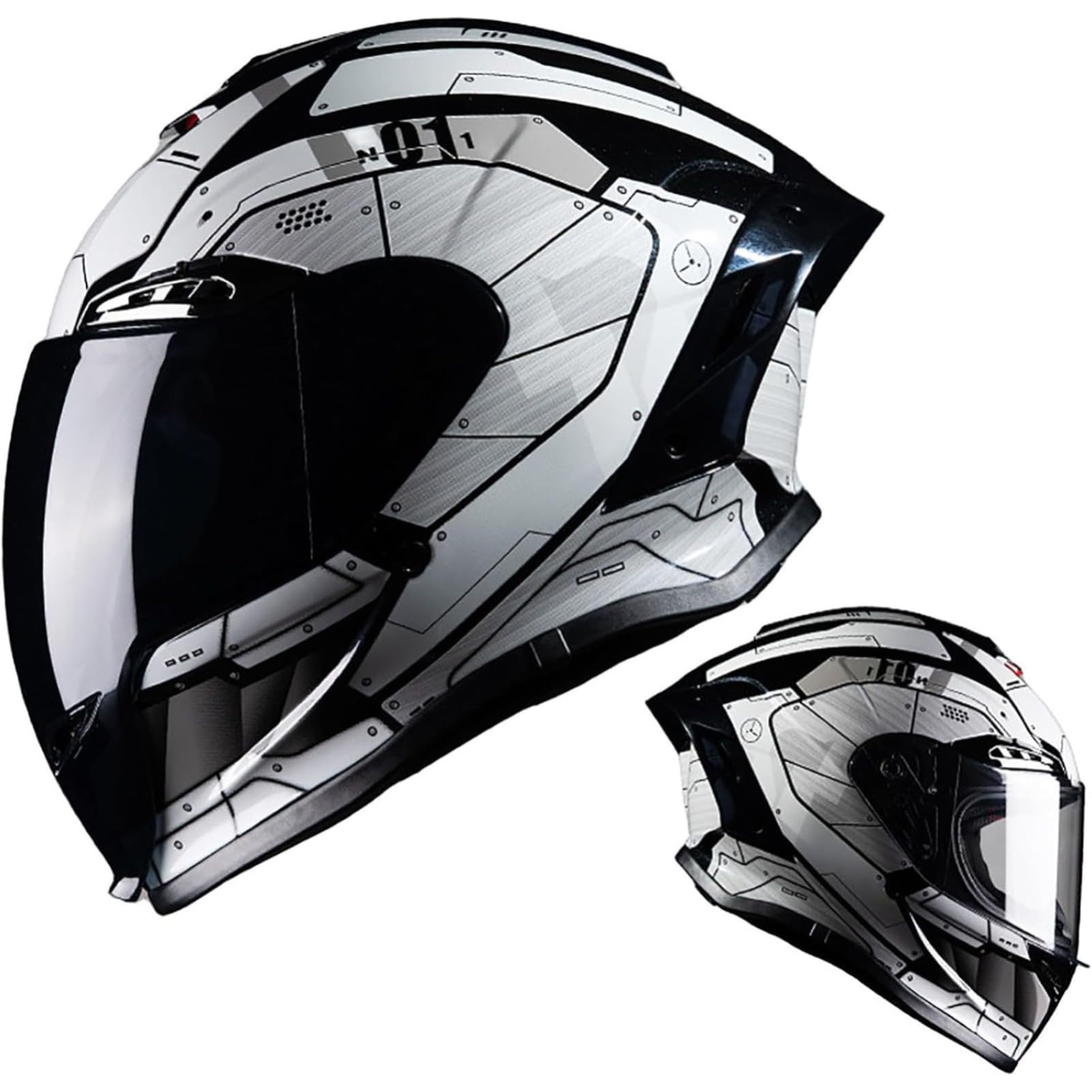 BYFHHHH Motorradhelm Integralhelm Mit Sonnenblende, ECE-Geprüfter Modularer Integralhelm Integrierter Motorrad-Integralhelm Für Männer Und Frauen E,M=57~58CM von BYFHHHH