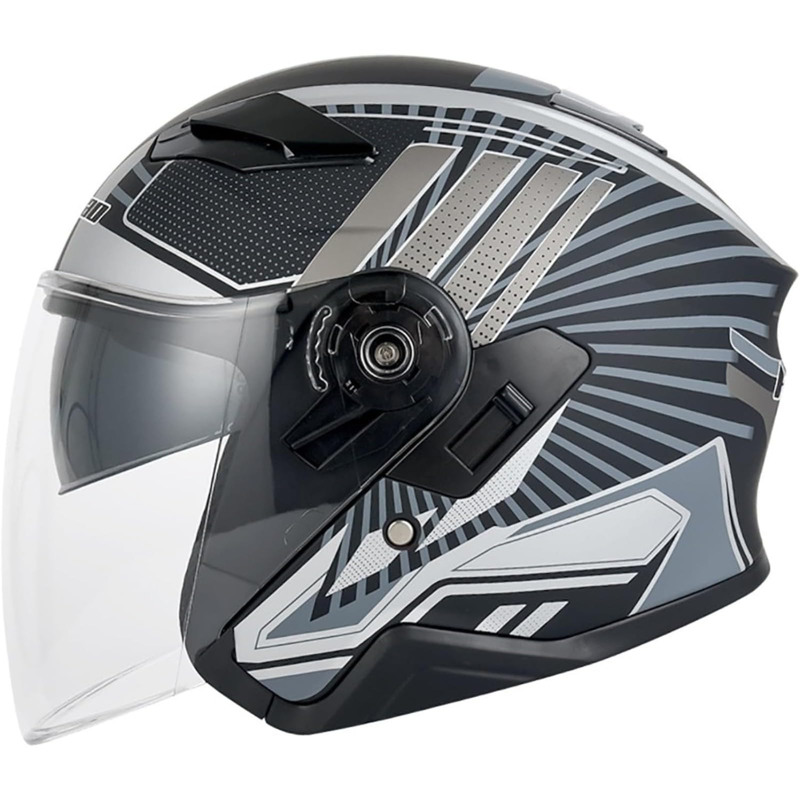 BYFHHHH Motorradhelm Jethelm, ECE-Geprüfter Motorrad-Halbhelm Offener Helm Mit Doppelter Sonnenblende, Unisex-Halbschalenhelm Für Erwachsene, Männer Und Frauen E,XL=61~62CM von BYFHHHH