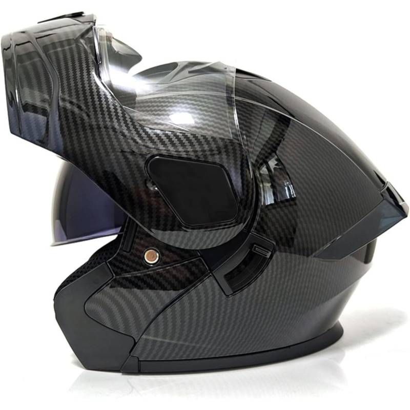 BYFHHHH Motorradhelm Klapphelm, DOT/ECE-Zugelassener Integralhelm Für Damen Und Herren, Mit Doppelvisier Motorrad-Integralhelm Modularer Motocrosshelm D,L=59~60CM von BYFHHHH