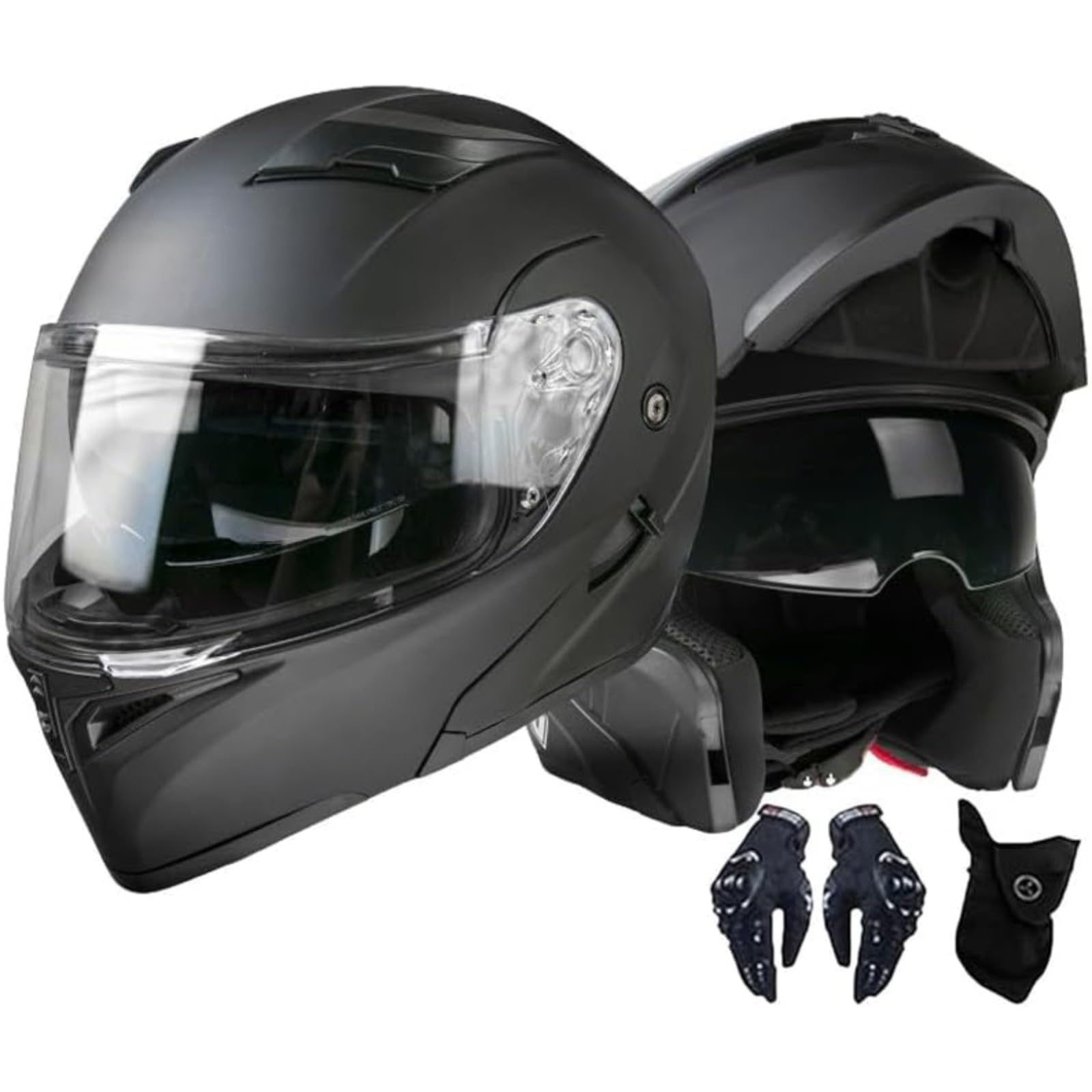 BYFHHHH Motorradhelm Klapphelm, ECE/DOT-Geprüfter Integralhelm Mit Doppelvisier, Herausnehmbares Innenfutter, Motorrad-Modulhelme Für Erwachsene, Männer Und Frauen J,XXL=63~64CM von BYFHHHH