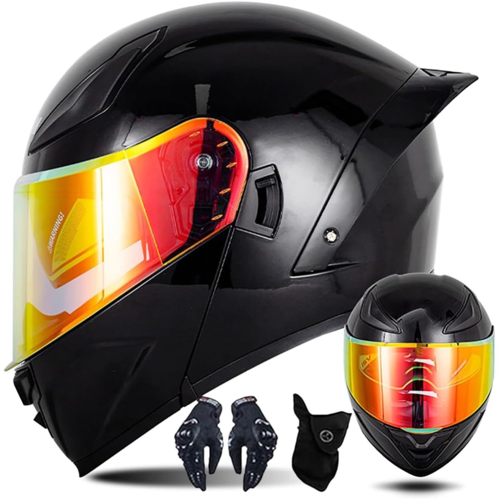 BYFHHHH Motorradhelm Klapphelm, ECE-Geprüfter Modularer Helm Für Männer Und Frauen Mit Doppelter Sonnenblende, Integralhelm, Mehreren Belüftungslöchern C,L=59~60CM von BYFHHHH