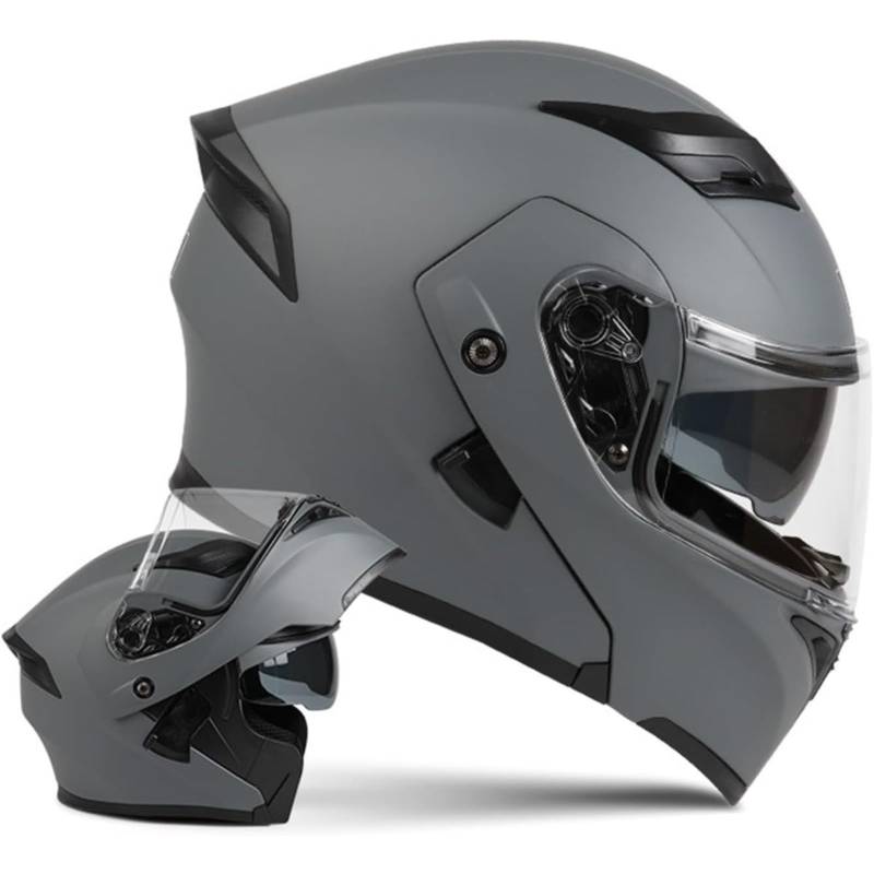 BYFHHHH Motorradhelm Klapphelm, ECE-Zertifizierter Modularer Motorradhelm Integralhelme, Lokomotiv-Crash-Mopedhelm Integralhelm D,XL=61~62CM von BYFHHHH