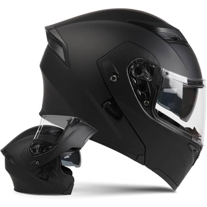 BYFHHHH Motorradhelm Klapphelm, ECE-Zertifizierter Modularer Motorradhelm Integralhelme, Lokomotiv-Crash-Mopedhelm Integralhelm E,L=59~60CM von BYFHHHH