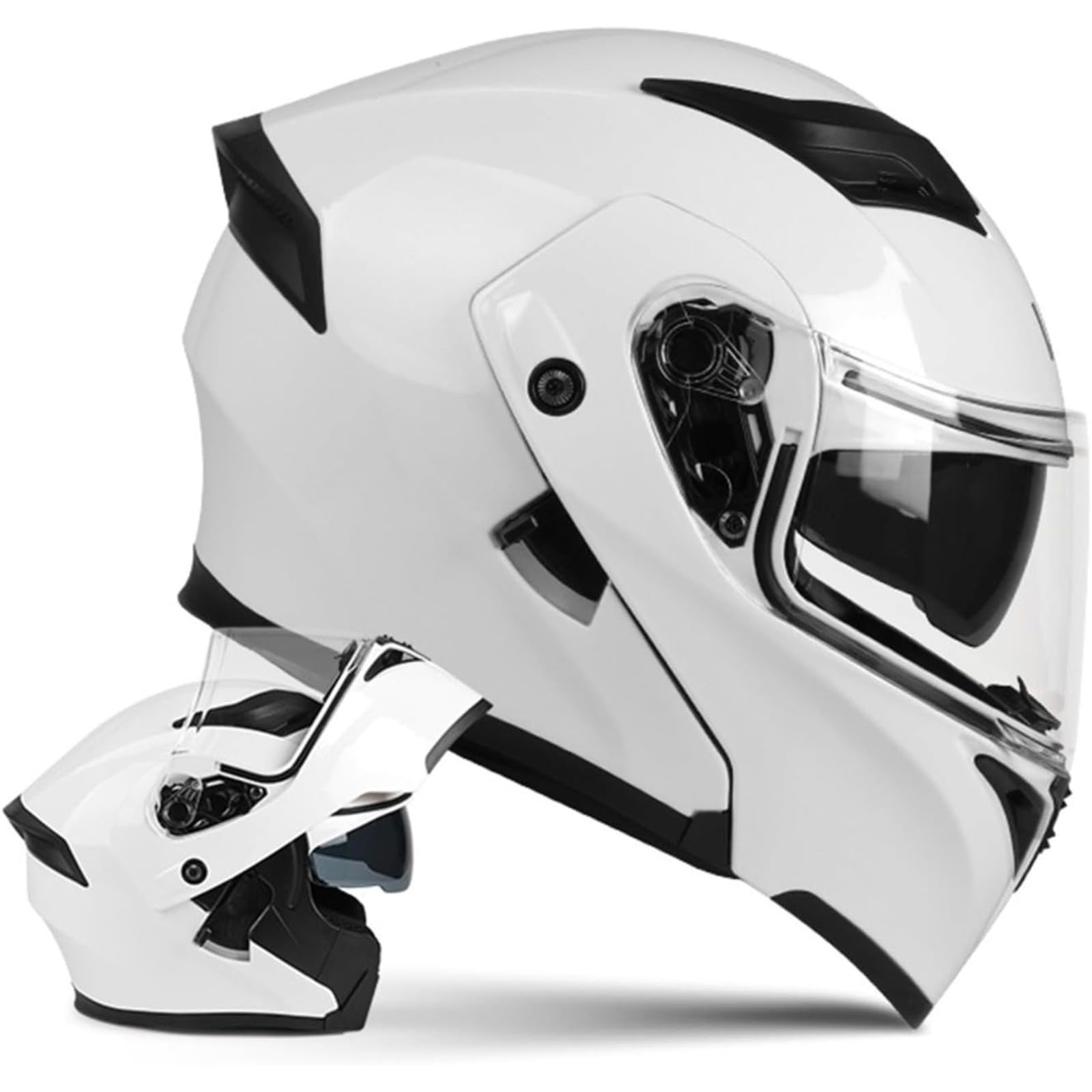 BYFHHHH Motorradhelm Klapphelm, ECE-Zertifizierter Modularer Motorradhelm Integralhelme, Lokomotiv-Crash-Mopedhelm Integralhelm G,L=59~60CM von BYFHHHH