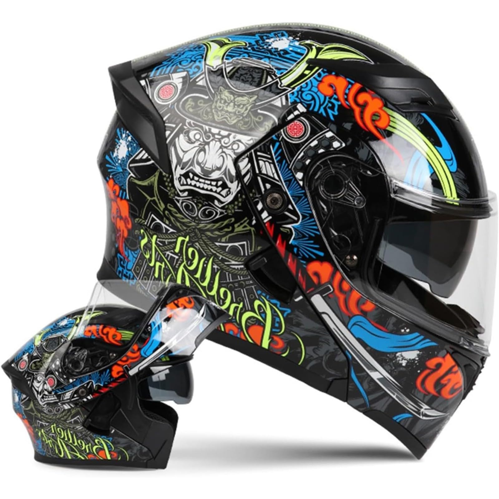 BYFHHHH Motorradhelm Klapphelm, ECE-Zertifizierter Modularer Motorradhelm Integralhelme, Lokomotiv-Crash-Mopedhelm Integralhelm H,XL=61~62CM von BYFHHHH