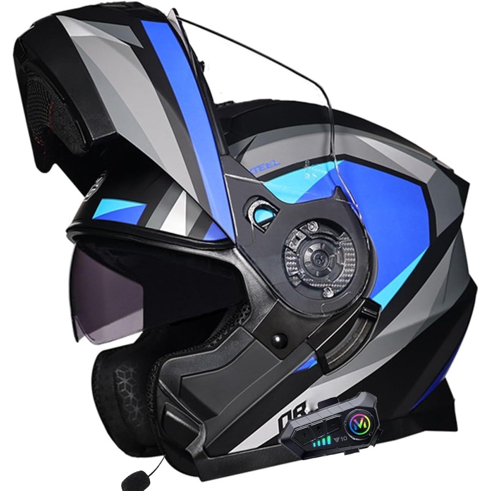 BYFHHHH Motorradhelm Klapphelm Mit Bluetooth, ECE-Geprüfter Modularer Motorradhelm - Rollerhelm Mit Doppelvisier, Motorradhelm H,M=57~58CM von BYFHHHH