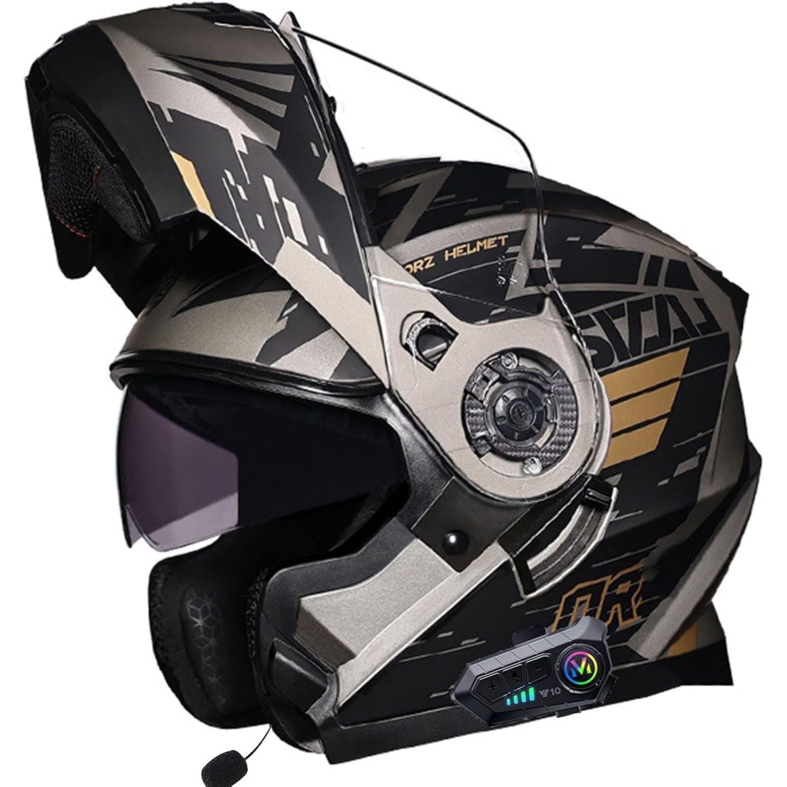 BYFHHHH Motorradhelm Klapphelm Mit Bluetooth, ECE-Geprüfter Modularer Motorradhelm - Rollerhelm Mit Doppelvisier, Motorradhelm K,M=57~58CM von BYFHHHH