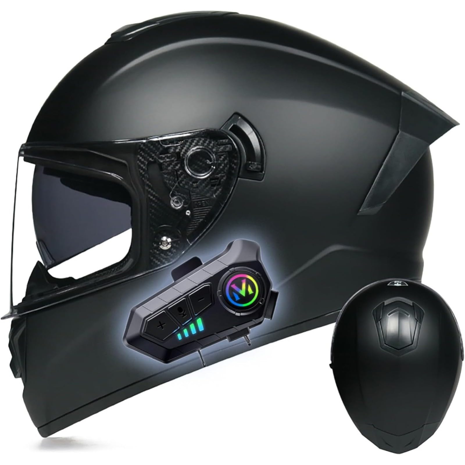 BYFHHHH Motorradhelm Mit Bluetooth, DOT/ECE-Geprüftes Modul, Hochklappbarer Integralhelm, Mit Lautsprecher Und Mikrofon, Für Erwachsene, Männer Und Frauen A,M=57~58CM von BYFHHHH