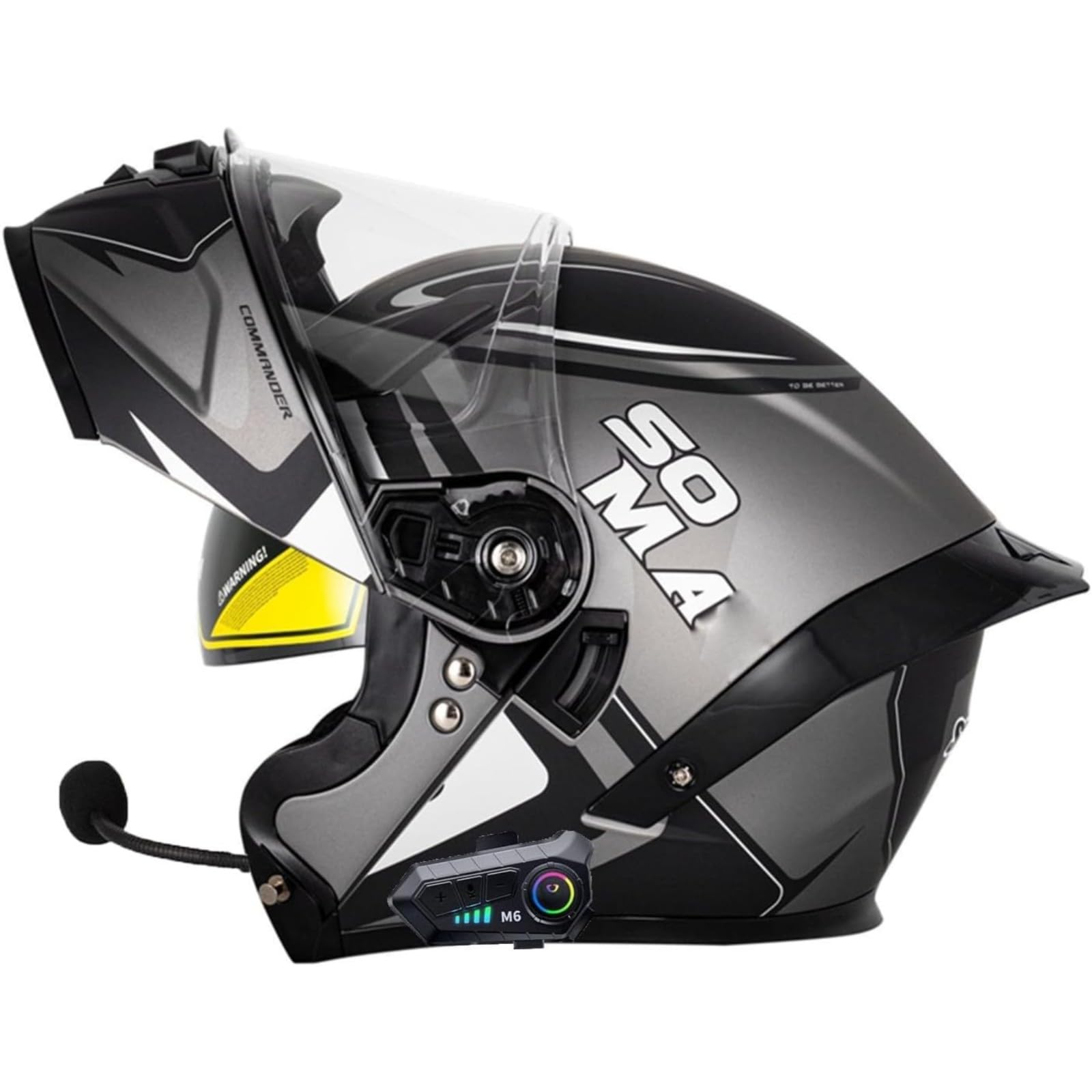 BYFHHHH Motorradhelm Mit Bluetooth, ECE/DOT-Zertifizierter Klapphelm, Doppelvisier, Modularer Motorradhelm, Integralhelm Für Erwachsene, Frauen Und Männer M,L=59~60CM von BYFHHHH