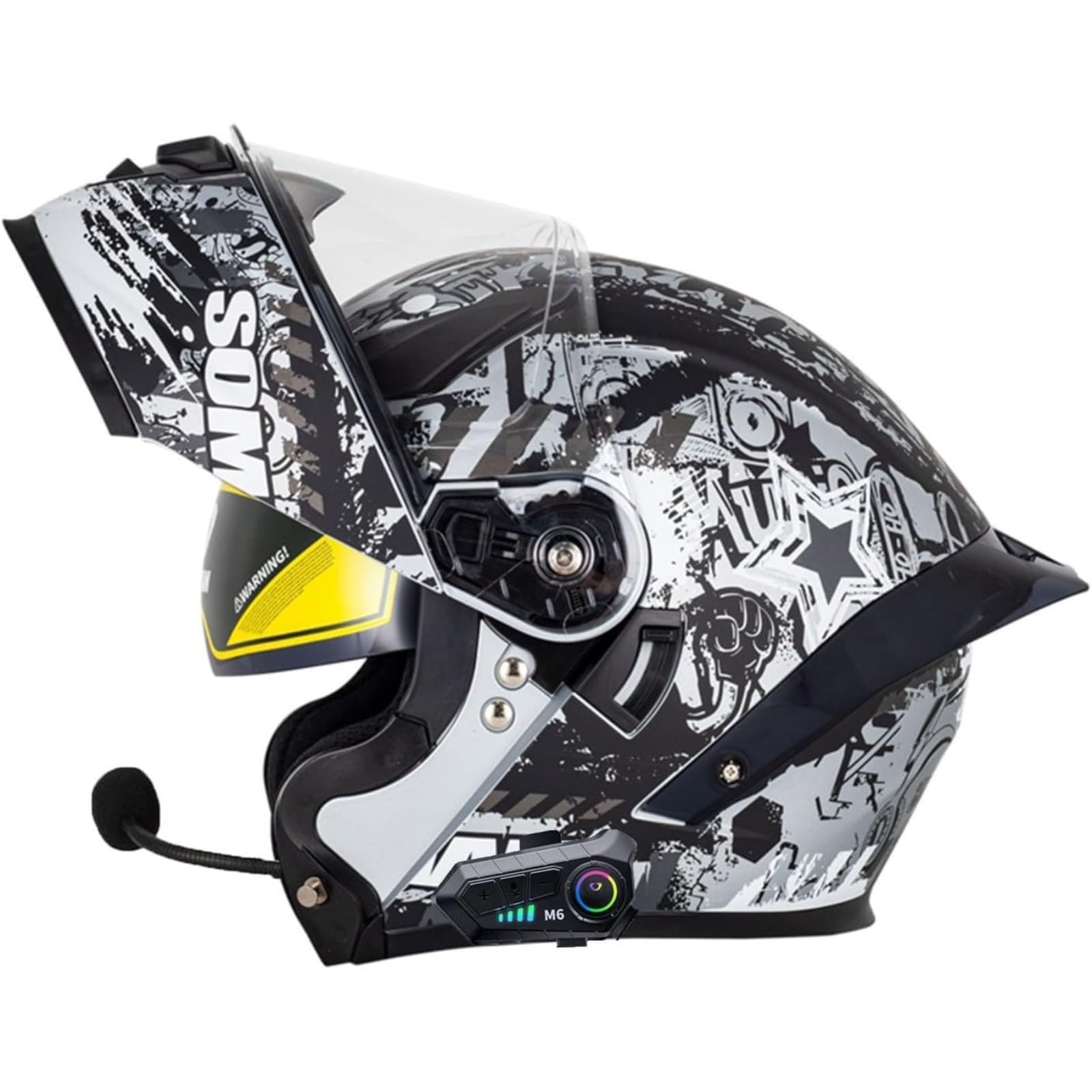 BYFHHHH Motorradhelm Mit Bluetooth, ECE/DOT-Zertifizierter Klapphelm, Doppelvisier, Modularer Motorradhelm, Integralhelm Für Erwachsene, Frauen Und Männer N,XXL=63~64CM von BYFHHHH