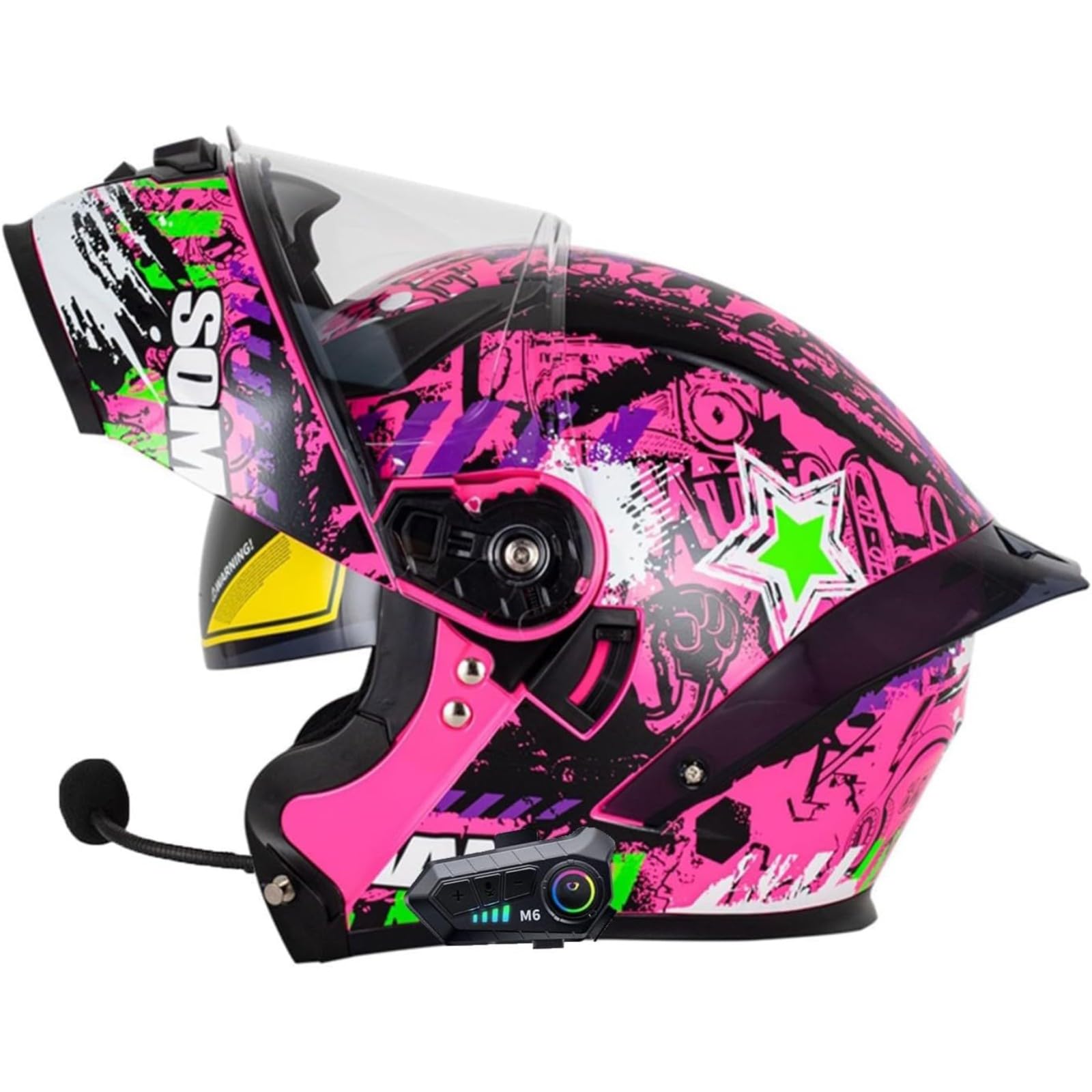 BYFHHHH Motorradhelm Mit Bluetooth, ECE/DOT-Zertifizierter Klapphelm, Doppelvisier, Modularer Motorradhelm, Integralhelm Für Erwachsene, Frauen Und Männer O,XXL=63~64CM von BYFHHHH