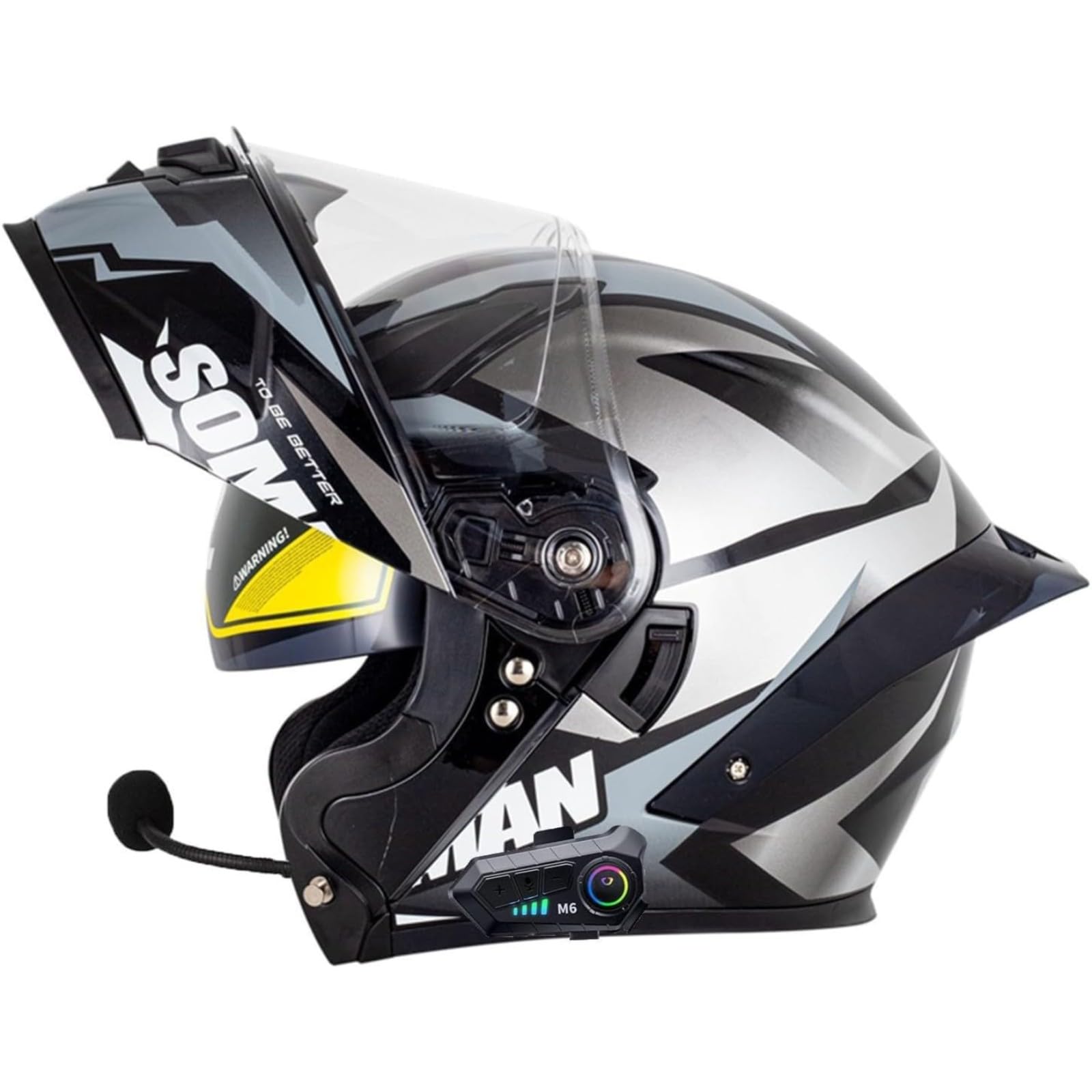 BYFHHHH Motorradhelm Mit Bluetooth, ECE/DOT-Zertifizierter Klapphelm, Doppelvisier, Modularer Motorradhelm, Integralhelm Für Erwachsene, Frauen Und Männer S,M=57~58CM von BYFHHHH