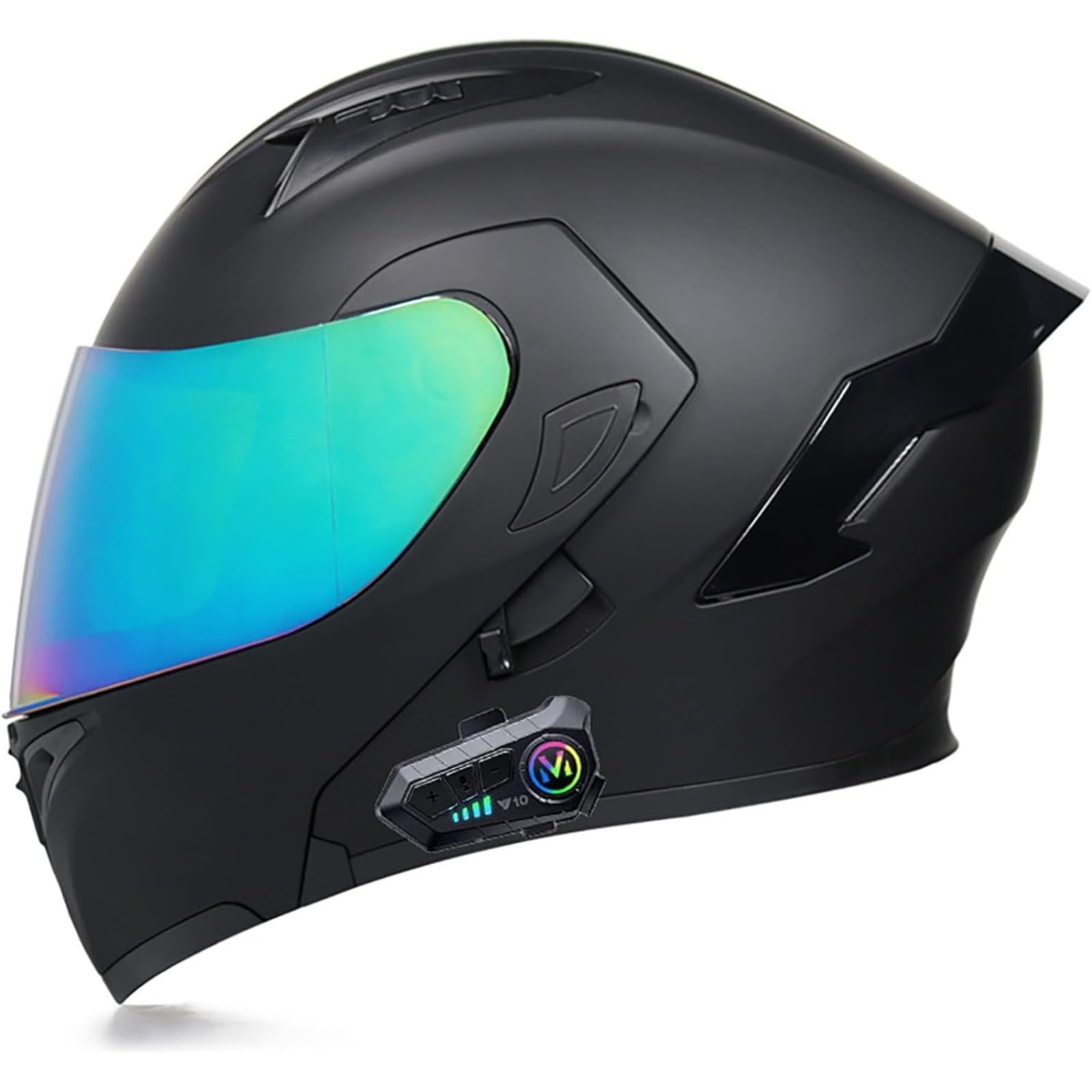 BYFHHHH Motorradhelm Mit Bluetooth, ECE-Zertifizierter Klapphelm Modularhelm, Integralhelm Mit Doppelvisier, Mit Eingebautem Mikrofon Für Automatische Reaktion 18,XXL=63~64CM von BYFHHHH