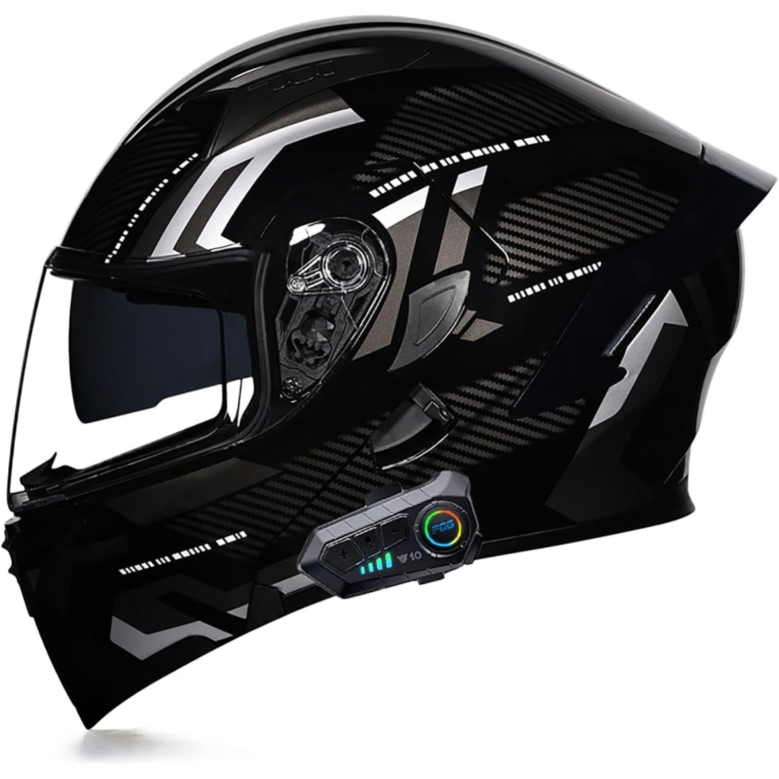 BYFHHHH Motorradhelm Mit Bluetooth, ECE-Zertifizierter Klapphelm Modularhelm, Integralhelm Mit Doppelvisier, Mit Eingebautem Mikrofon Für Automatische Reaktion 24,M=57~58CM von BYFHHHH