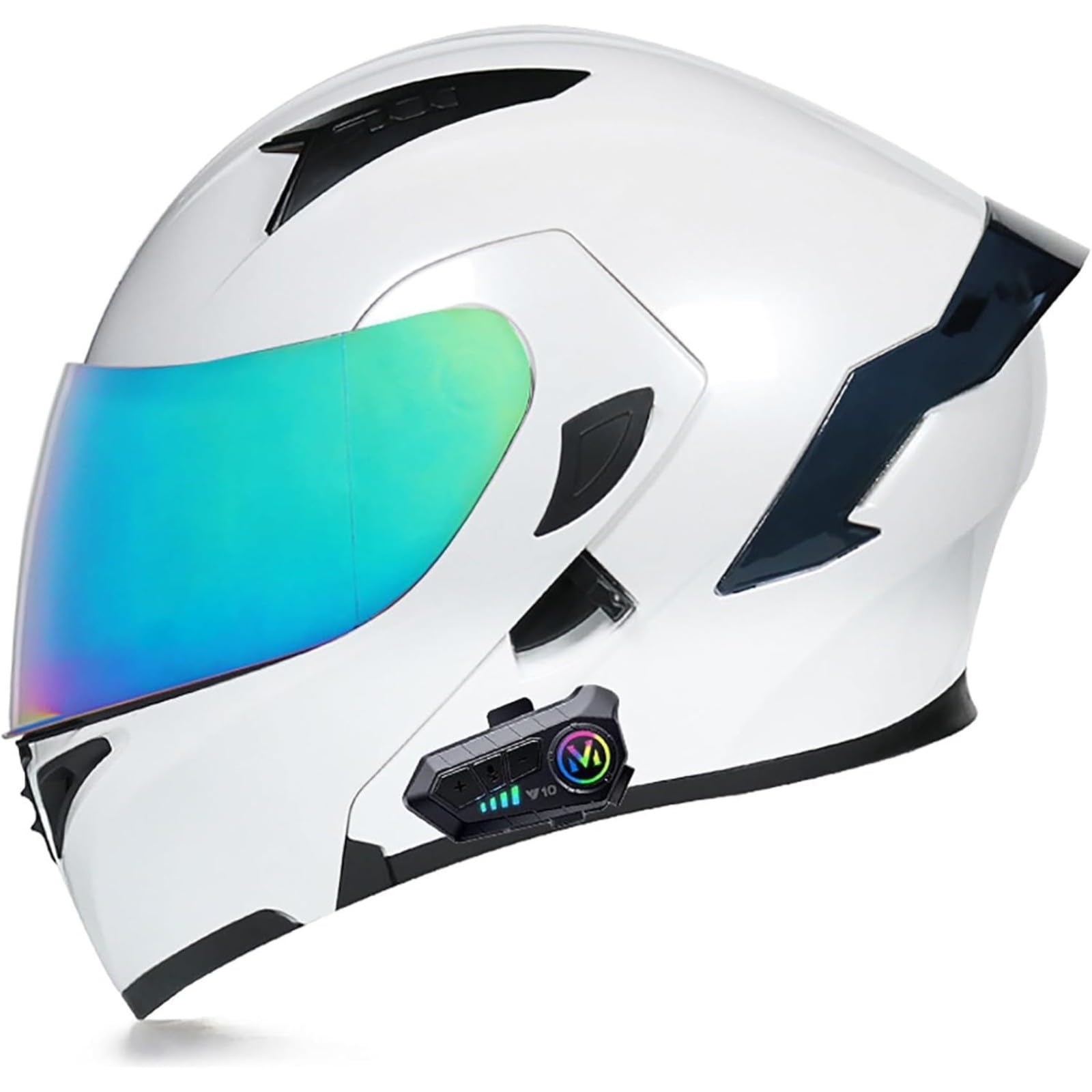 BYFHHHH Motorradhelm Mit Bluetooth, ECE-Zertifizierter Klapphelm Modularhelm, Integralhelm Mit Doppelvisier, Mit Eingebautem Mikrofon Für Automatische Reaktion 3,M=57~58CM von BYFHHHH