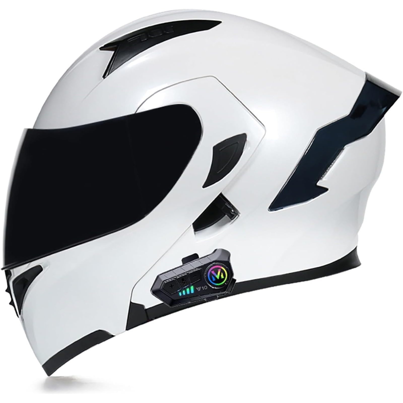 BYFHHHH Motorradhelm Mit Bluetooth, ECE-Zertifizierter Klapphelm Modularhelm, Integralhelm Mit Doppelvisier, Mit Eingebautem Mikrofon Für Automatische Reaktion 5,XXL=63~64CM von BYFHHHH