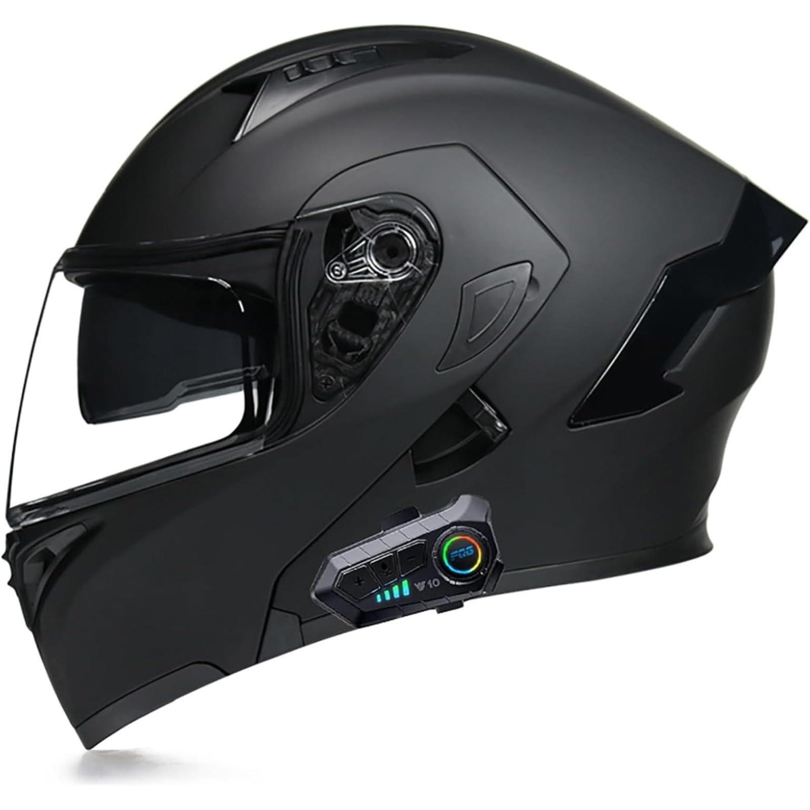 BYFHHHH Motorradhelm Mit Bluetooth, ECE-Zertifizierter Klapphelm Modularhelm, Integralhelm Mit Doppelvisier, Mit Eingebautem Mikrofon Für Automatische Reaktion 6,L=59~60CM von BYFHHHH