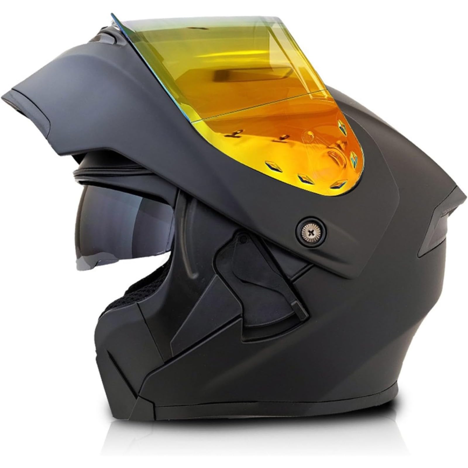 BYFHHHH Motorradhelm Mit Doppelvisier, ECE/DOT-Zertifizierung Motorrad-Modulhelm Klapphelm Integralhelm Für Erwachsene Männer Frauen B,XXL=63~64CM von BYFHHHH