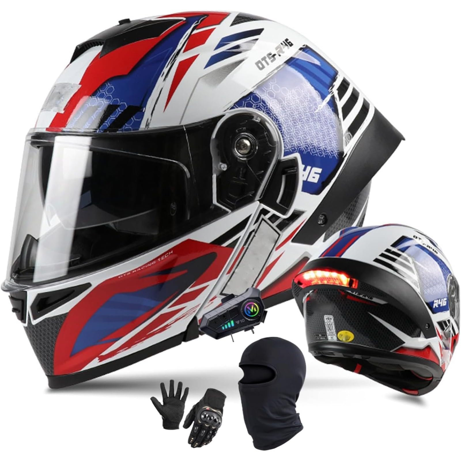 BYFHHHH Motorradhelm Mit Doppelvisier, ECE-Geprüfter Integralhelm Bluetooth-Klapphelm Modularhelm Motorrad-Integralhelm Integrierter Motorradhelm Für Damen Und Herren I,M=55~56CM von BYFHHHH