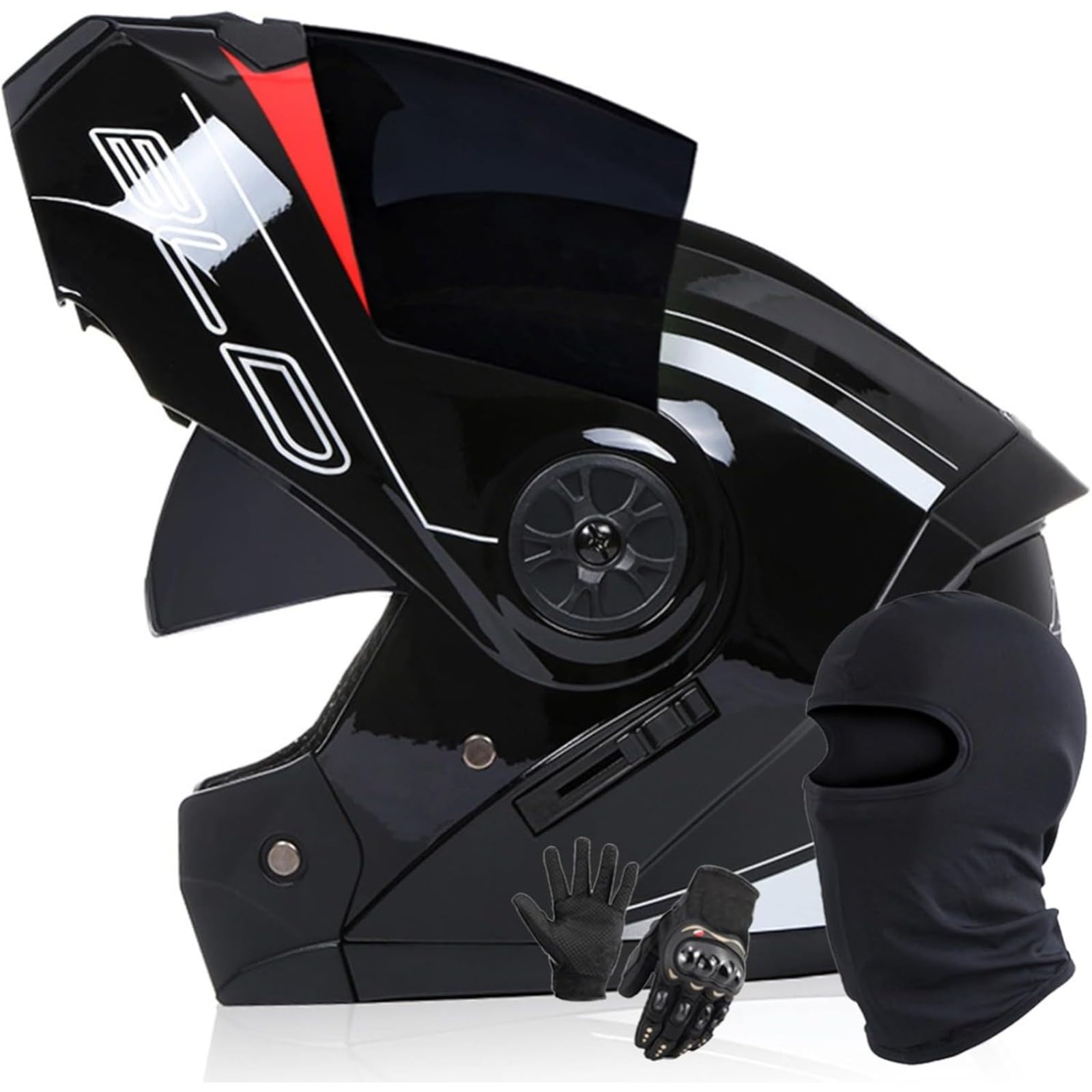 BYFHHHH Motorradhelm Modularer Motorrad-Klapphelm, ECE-Geprüfter Roller-Mopedhelm, Doppelvisier-Motorrad-Integralhelme Für Männer Und Frauen B,L=59~60CM von BYFHHHH