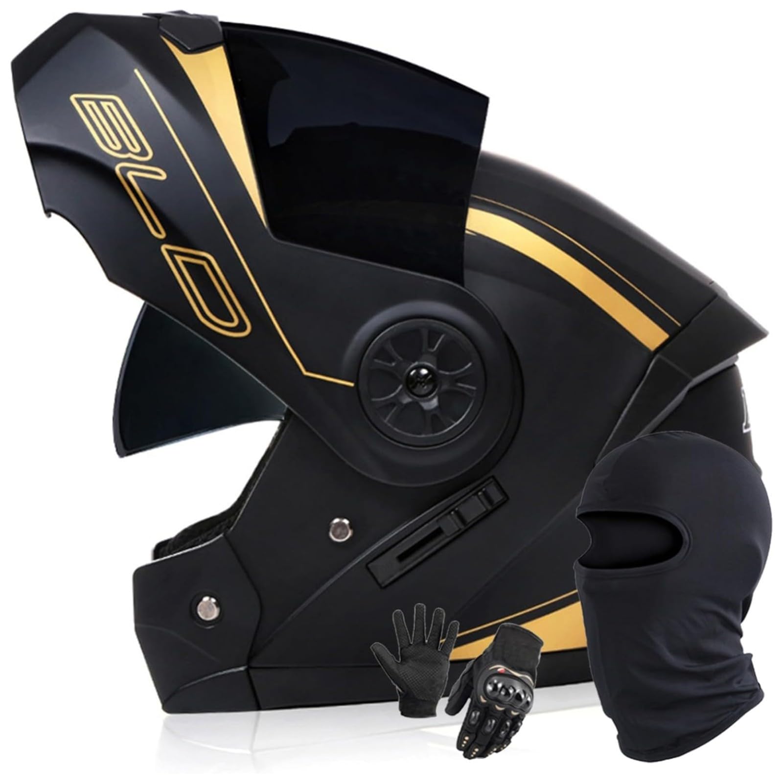 BYFHHHH Motorradhelm Modularer Motorrad-Klapphelm, ECE-Geprüfter Roller-Mopedhelm, Doppelvisier-Motorrad-Integralhelme Für Männer Und Frauen H,S=55~56CM von BYFHHHH