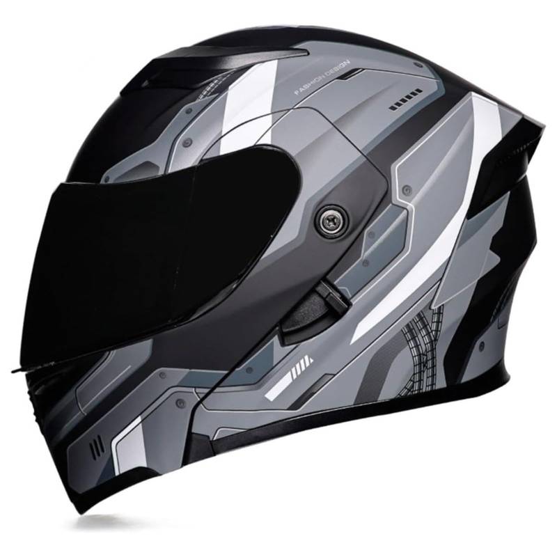 BYFHHHH Motorradhelm Motorrad-Klapphelm, DOT/ECE-Zertifizierter Integralhelm Modularhelm, Mit Doppelvisier Klapp-Integralhelm Für Erwachsene Männer Frauen J,XXL=63~64CM von BYFHHHH