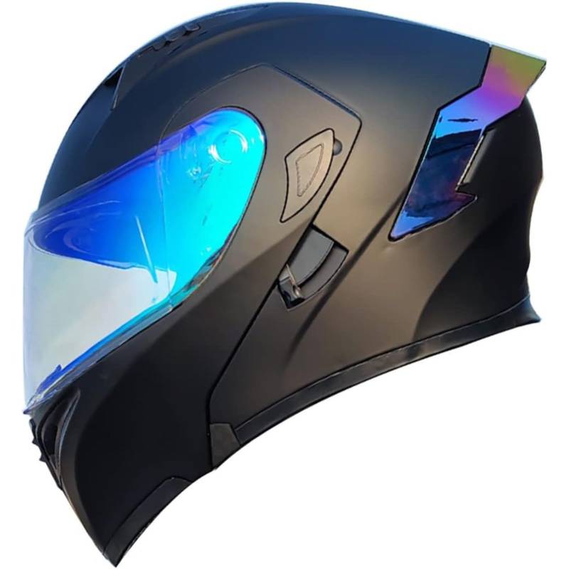 BYFHHHH Motorradhelm Motorrad-Klapphelm, DOT/ECE-Zugelassener Integrierter Motorradhelm Mit Antibeschlag-Doppelvisier, Integralhelm Für Männer Und Frauen A,M=55~56CM von BYFHHHH