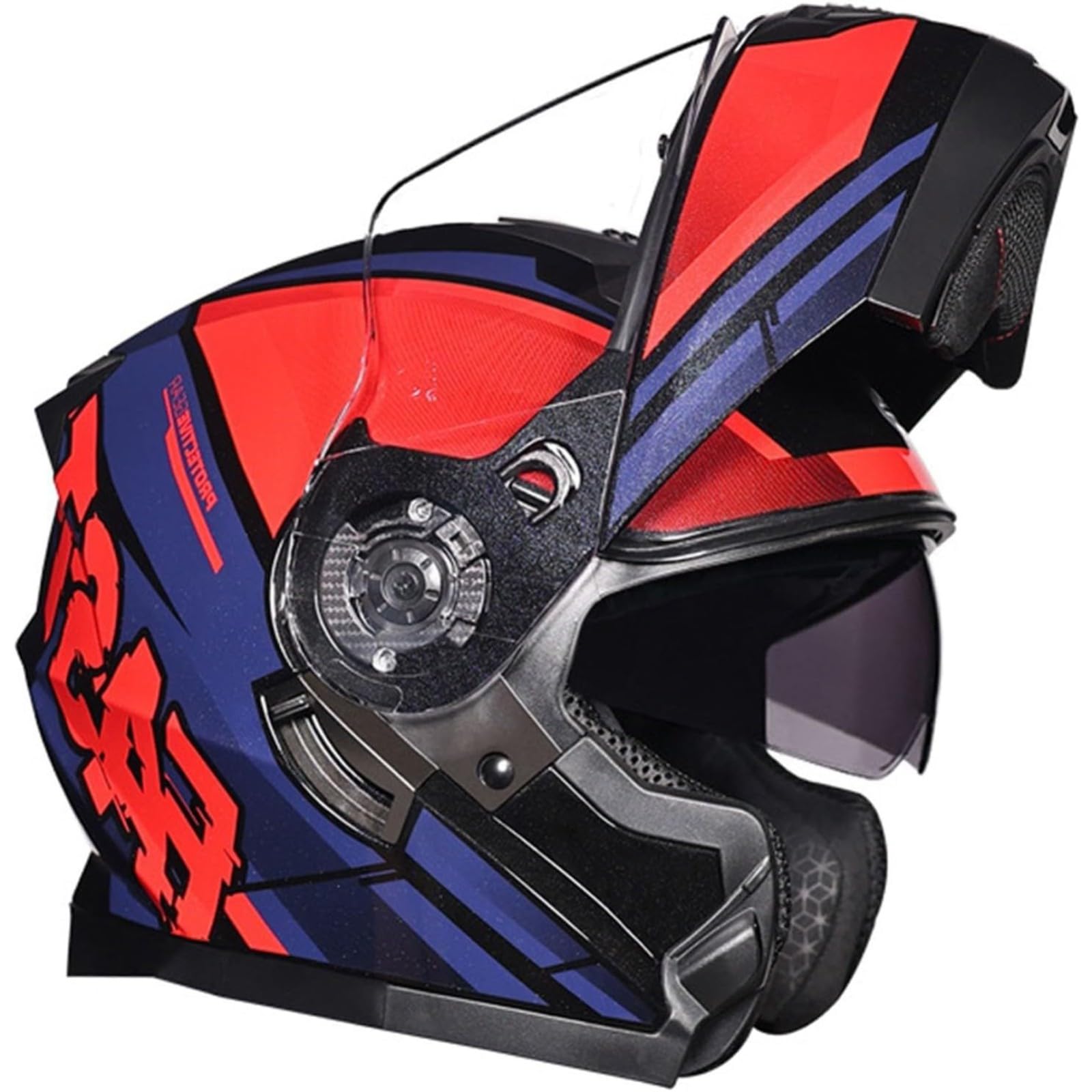 BYFHHHH Motorradhelm Motorrad-Klapphelm, ECE-Geprüft Mit Doppelvisier, Integralhelm Für Roller, Mopeds, Klapphelm, Modularhelm Für Männer Und Frauen E,L=59~60CM von BYFHHHH