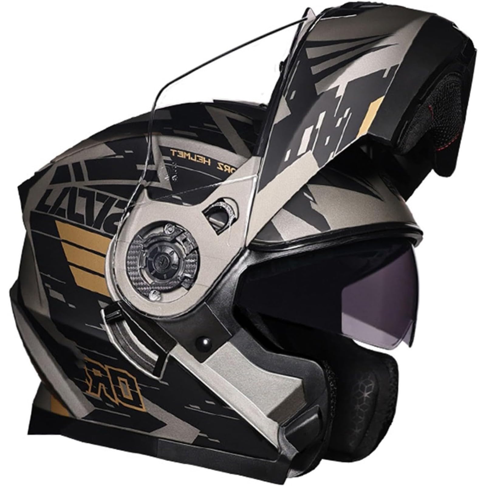 BYFHHHH Motorradhelm Motorrad-Klapphelm, ECE-Geprüft Mit Doppelvisier, Integralhelm Für Roller, Mopeds, Klapphelm, Modularhelm Für Männer Und Frauen G,L=59~60CM von BYFHHHH