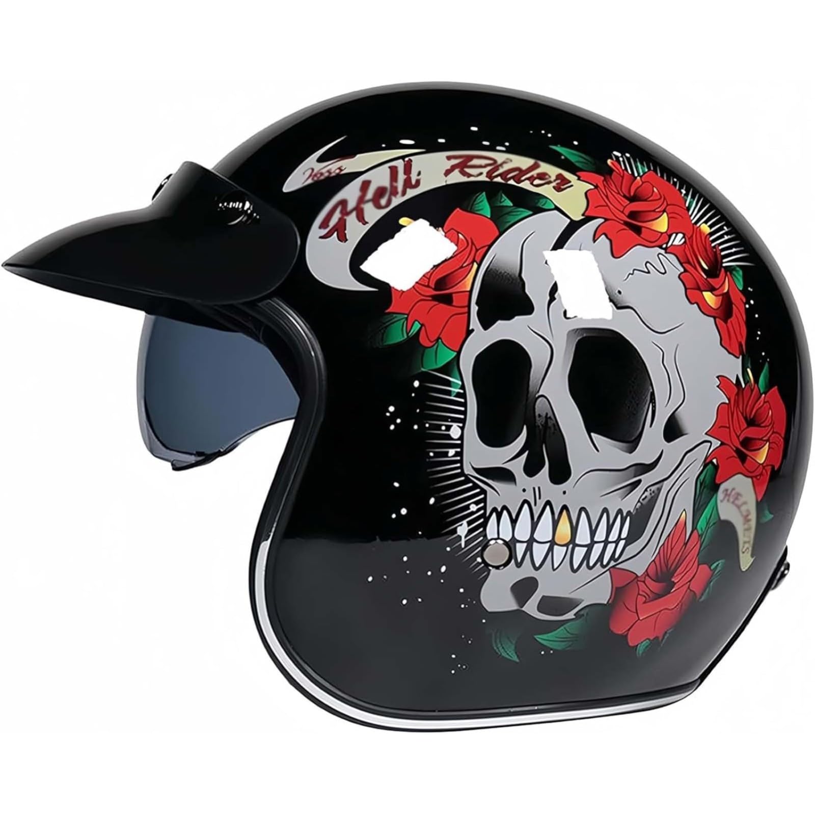 BYFHHHH Retro-Halbhelm Mit Offenem Gesicht Und Visier, ECE-Geprüfter 3/4-Halbhelm, Leichter Motorradhelm Für Männer Und Frauen, Halbhelm Für Erwachsene H,XL=59~60CM von BYFHHHH