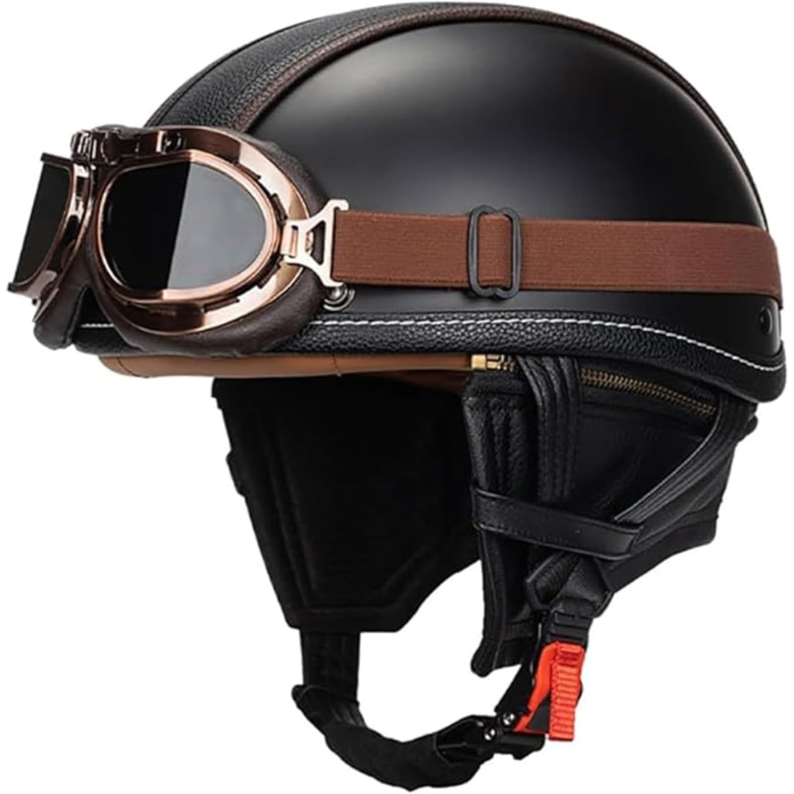 BYFHHHH Sommer-Jethelm, DOT-Geprüfter Retro-Motorradhelm, Jethelm, Halbschalenhelm Im Deutschen Stil, Vintage-Halbhelm Für Männer Und Frauen, Rollerhelm D,M=56~57CM von BYFHHHH