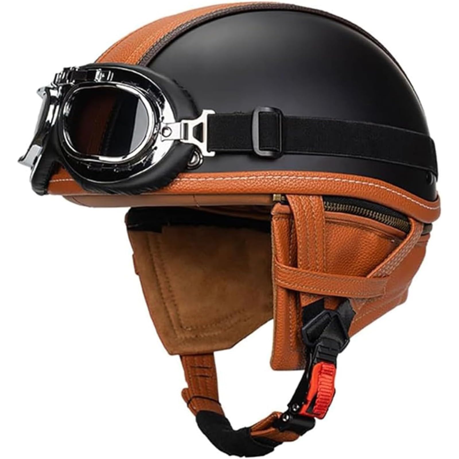 BYFHHHH Sommer-Jethelm, DOT-Geprüfter Retro-Motorradhelm, Jethelm, Halbschalenhelm Im Deutschen Stil, Vintage-Halbhelm Für Männer Und Frauen, Rollerhelm E,M=56~57CM von BYFHHHH