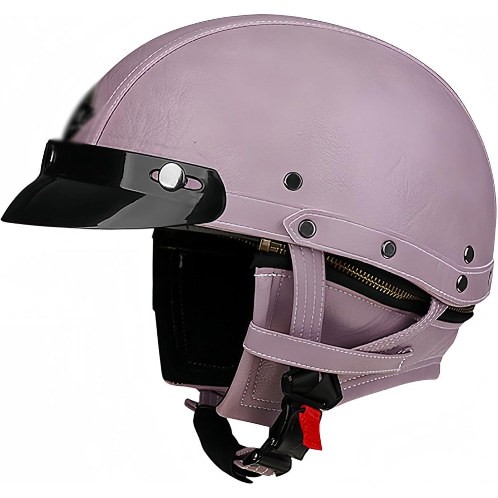 BYFHHHH Vintage-Leder-Motorradhelm Mit Offenem Gesicht, ECE-Zertifizierter Helm Für Erwachsene, Abnehmbare Ohrpolster, Stil, Universell Für Männer Und Frauen A,M=57~58CM von BYFHHHH