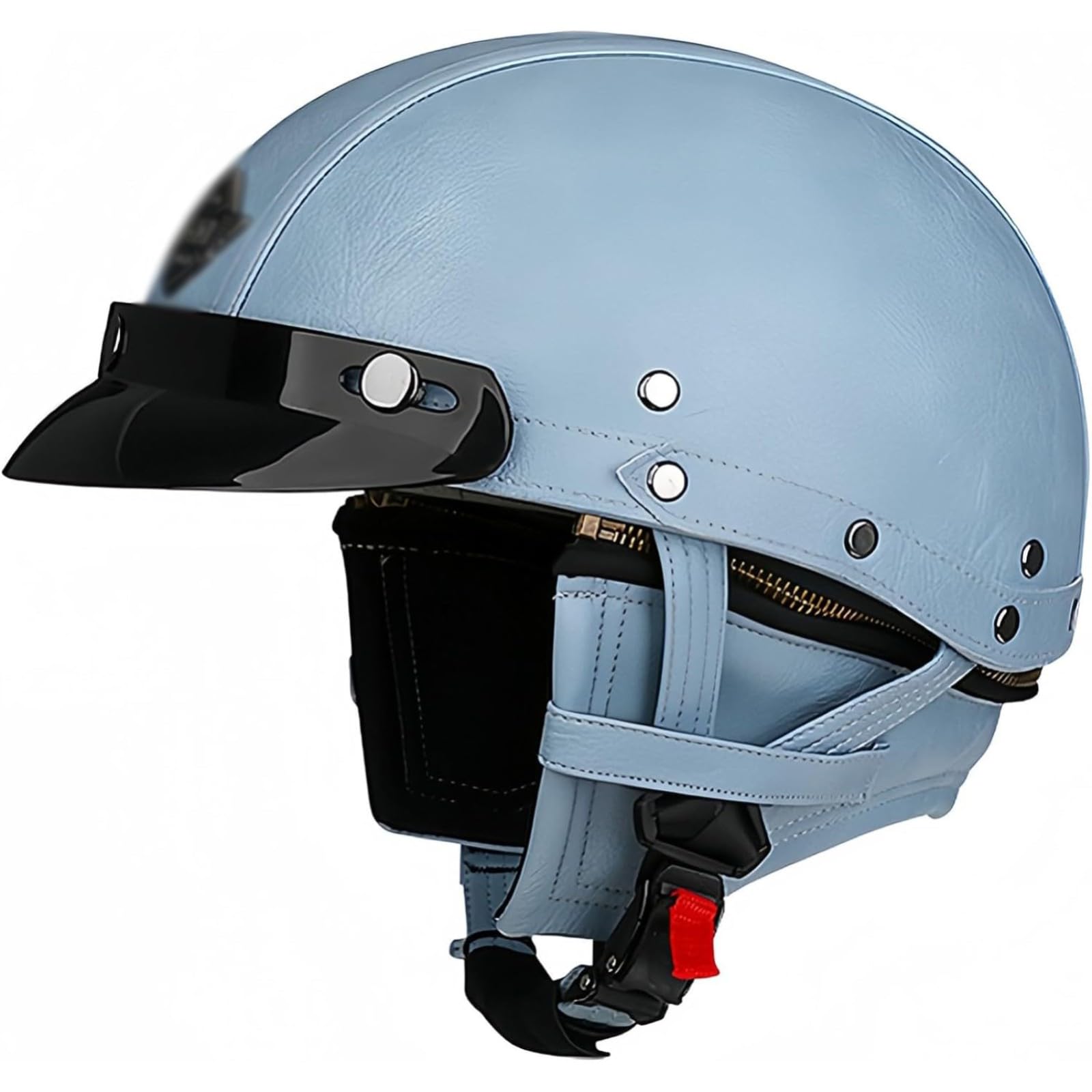 BYFHHHH Vintage-Leder-Motorradhelm Mit Offenem Gesicht, ECE-Zertifizierter Helm Für Erwachsene, Abnehmbare Ohrpolster, Stil, Universell Für Männer Und Frauen D,L=59~60CM von BYFHHHH