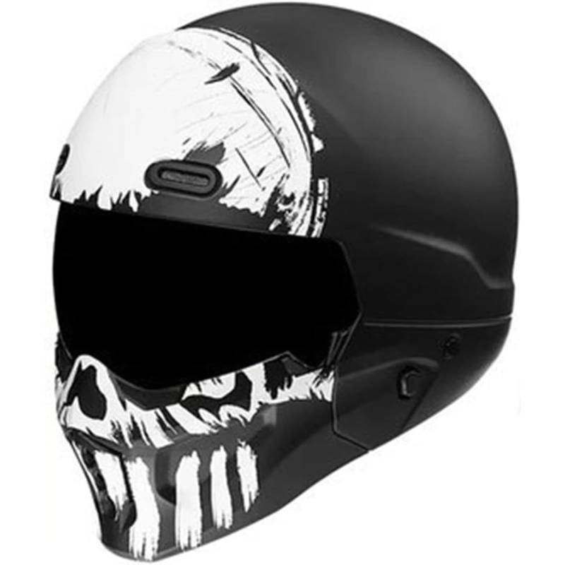 BYFHHHH Vintage-Motorradhelme Mit Lokomotiven Und Schwarzem Visier, ECE-Geprüfte Integralhelme Für Herren Und Damen, Motorradhelm, Motocrosshelme E,XXL=63~64CM von BYFHHHH