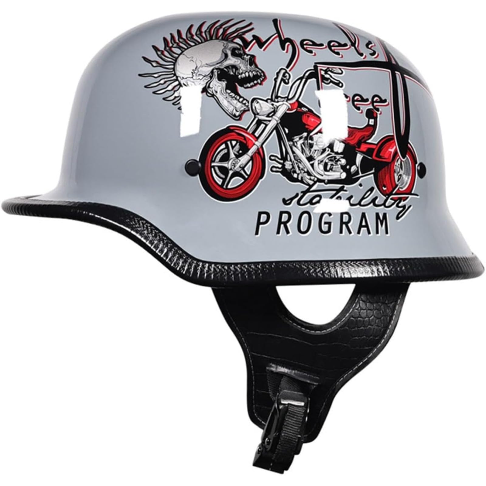 Deutscher Retro-Motorrad-Halbhelm, DOT/ECE-Zertifizierter Jethelm, Verstellbarer Schnellverschluss, Offener Helm, Rollerhelm Für Männer Und Frauen G,L=59~60CM von BYFHHHH