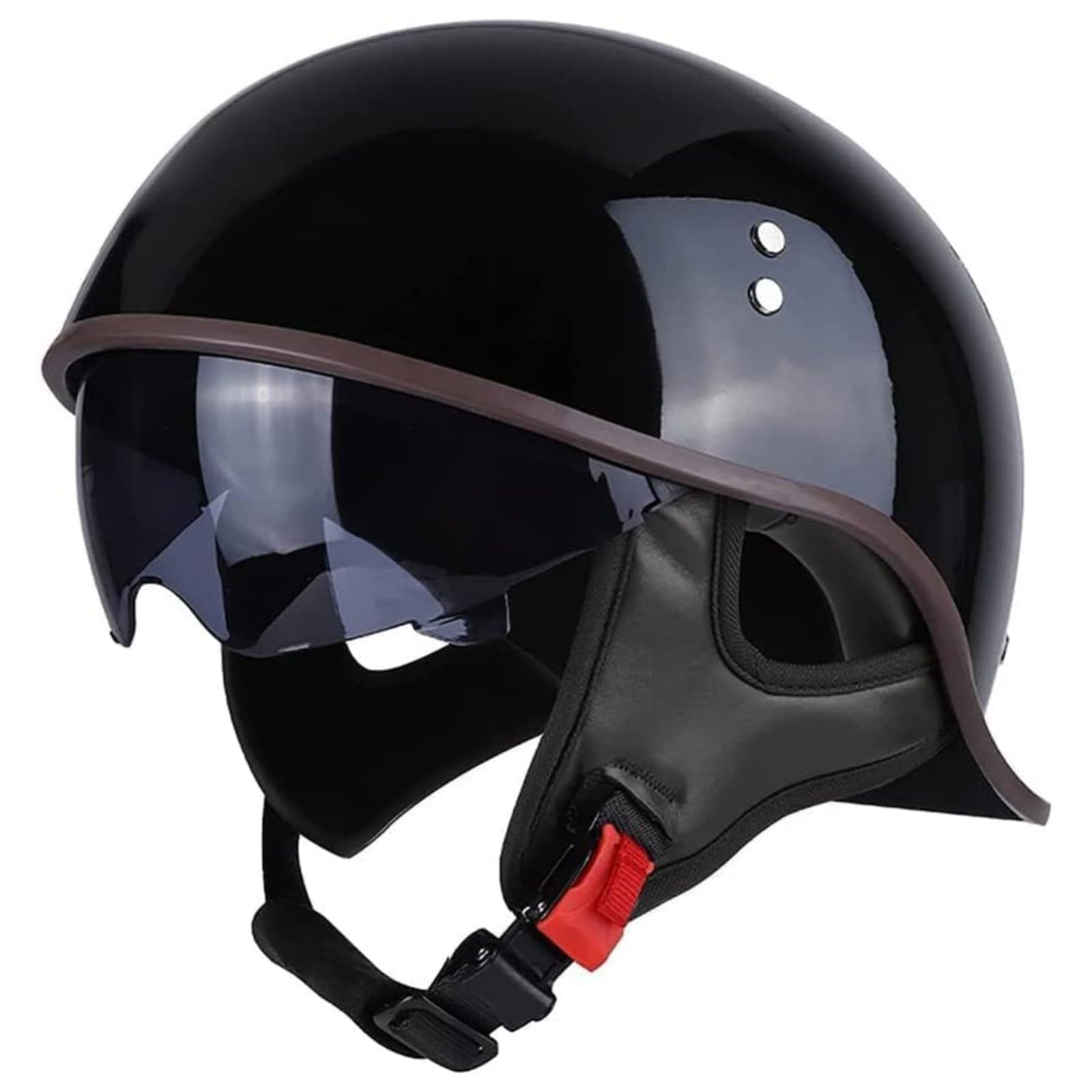 Halbhelme, ECE-Zertifizierter Motorradhelm, Halbschalenhelm, Rollerhelm, Cruiser-Chopper-Motorrad-Halbhelm Mit Visier Für Damen Und Herren, Erwachsene D,M=57~58CM von BYFHHHH