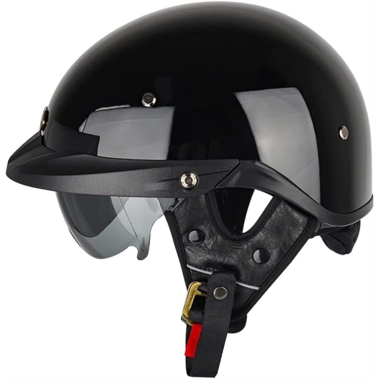 Halbhelme Motorradhelm, ECE Geprüft Halbschalenhelm Brain Cap Halbschale Rollerhelm Mit Visier Rollerhelm Chopperhelm Mofahelm Retro Für Herren Damen C,M=57~58CM von BYFHHHH