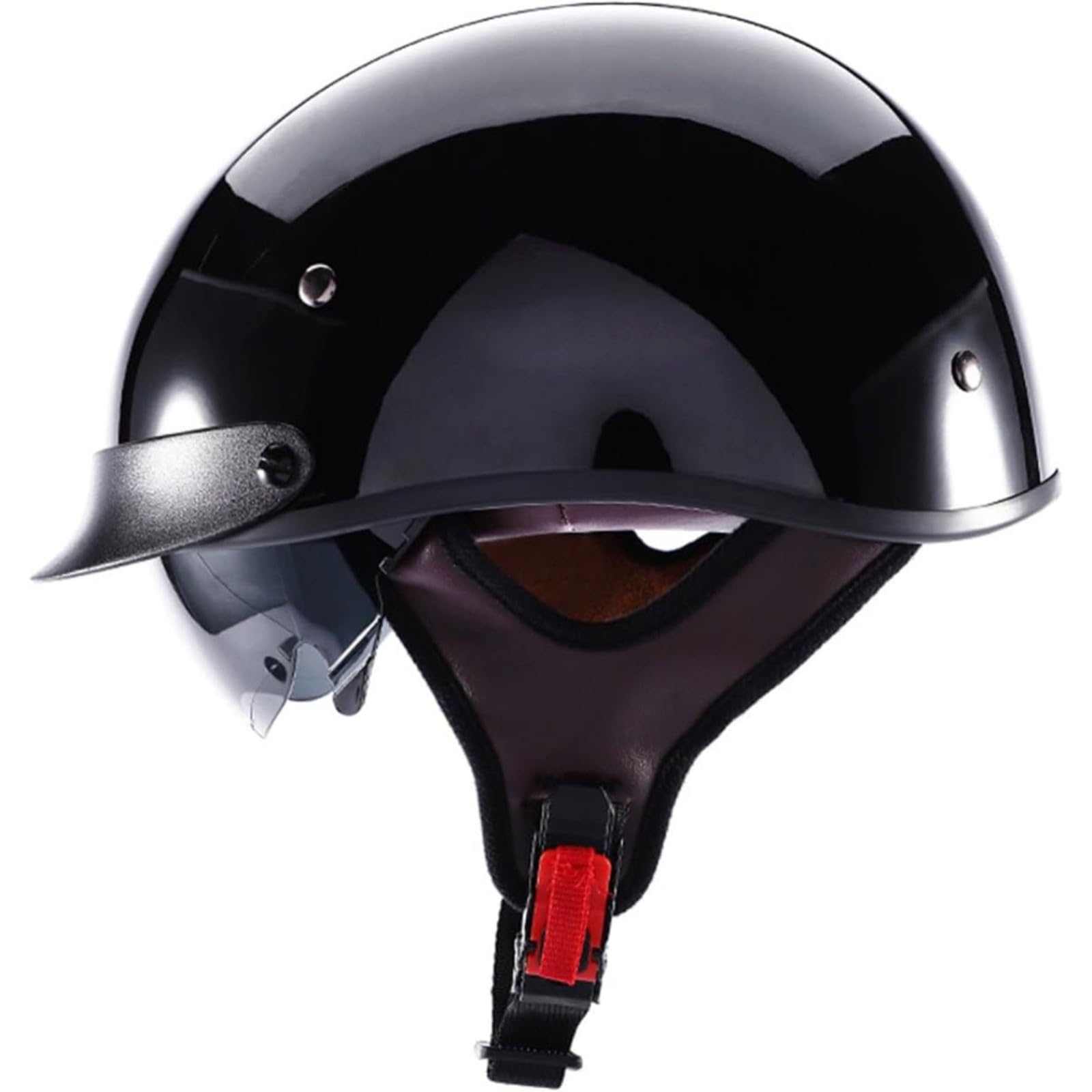 Halbhelme Motorradhelm, ECE-Zertifizierter Halbschalenhelm Mit Visier Retro-Jethelm Rollerhelm Für Männer Frauen Brain-Cap Halbschalen-Offener Helm B,M=57~58CM von BYFHHHH