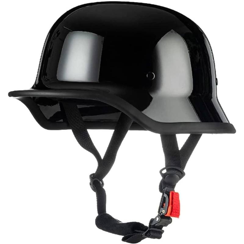 Halbschalenhelm Jethelm, ECE-Zertifizierung Retro Deutscher Stil Halbhelme Motorradhelm Brain-Cap Halbschalen-Scooter-Helm Chopper-Helm Für Erwachsene G,XXL=63~64CM von BYFHHHH