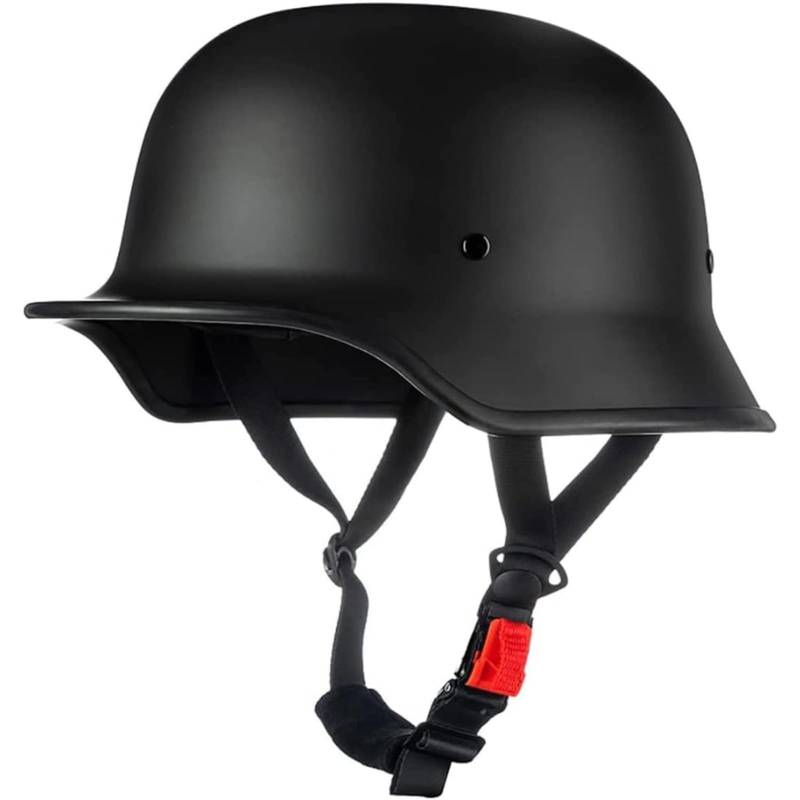 Halbschalenhelm Jethelm, ECE-Zertifizierung Retro Deutscher Stil Halbhelme Motorradhelm Brain-Cap Halbschalen-Scooter-Helm Chopper-Helm Für Erwachsene K,XL=61~62CM von BYFHHHH